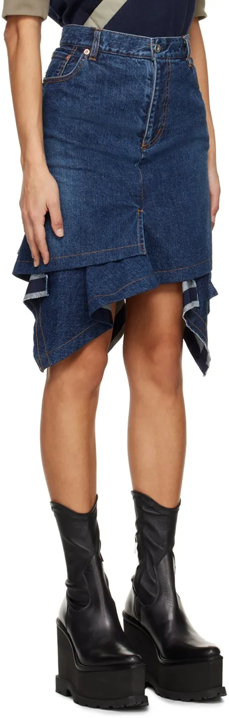 2407138 Denim asymmetric skirt