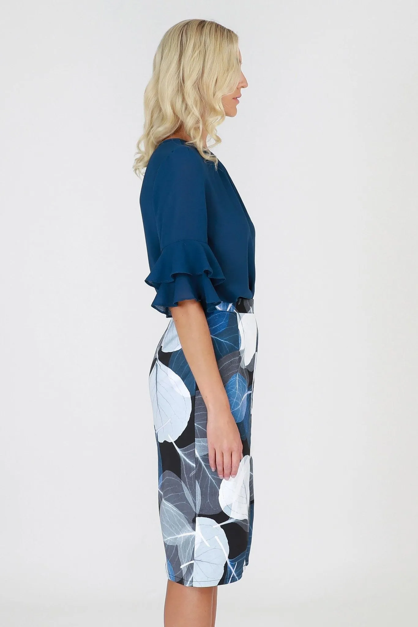 3RD Love Endless Skies Print Pencil Skirt