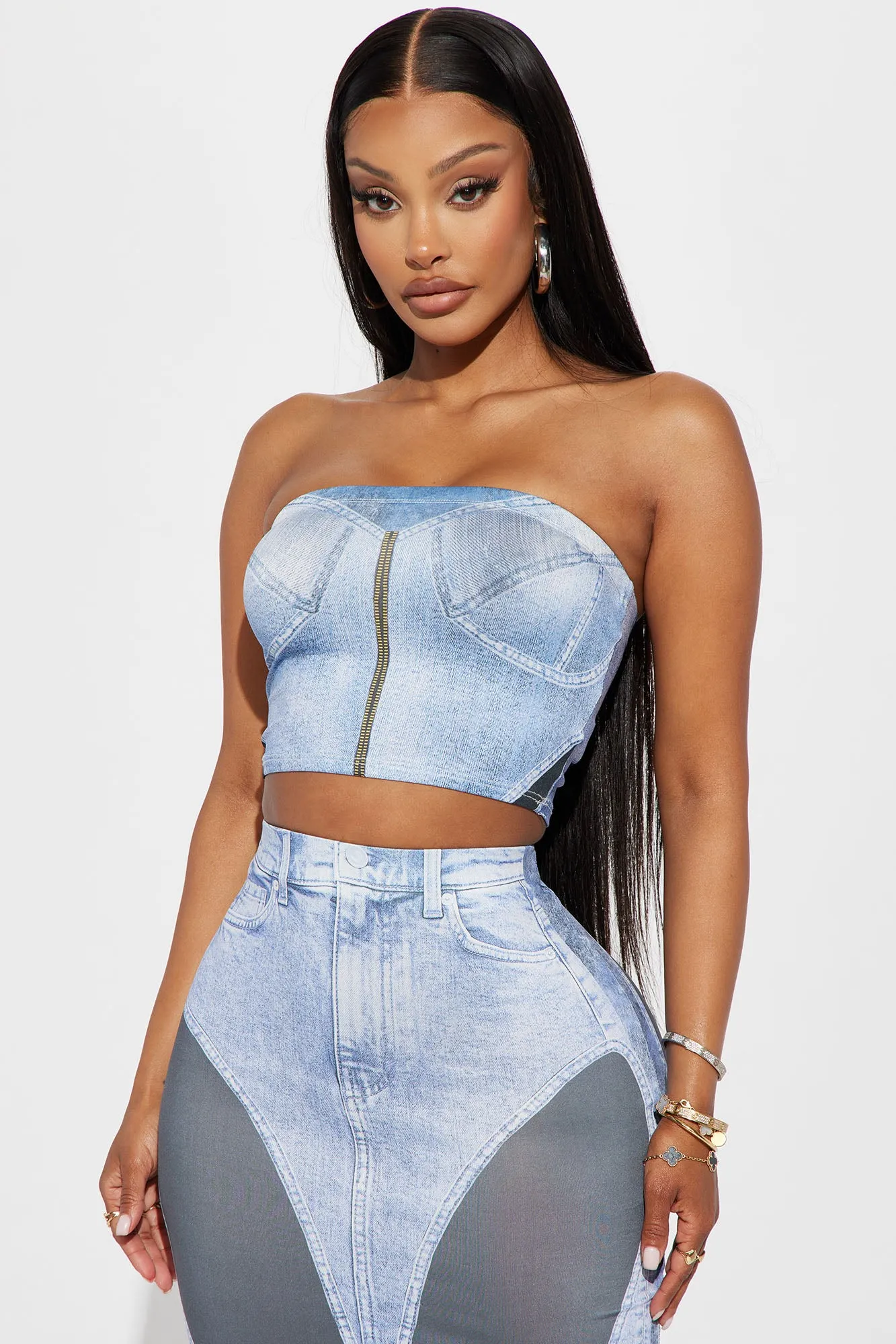 A Denim Ways Skirt Set - Denim