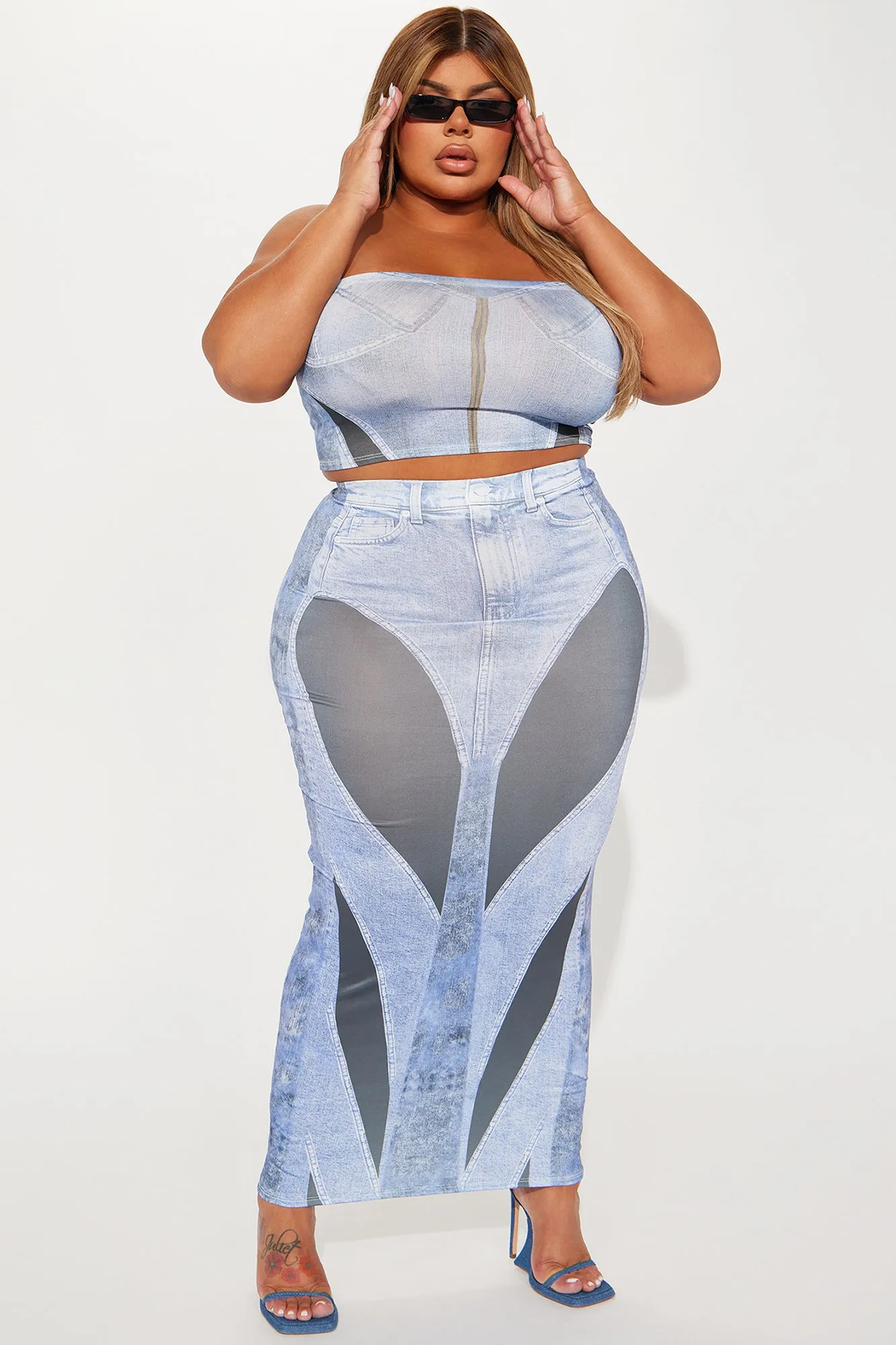 A Denim Ways Skirt Set - Denim