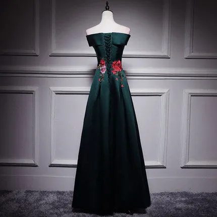 A line Dark Green Long Prom Dresses SH174