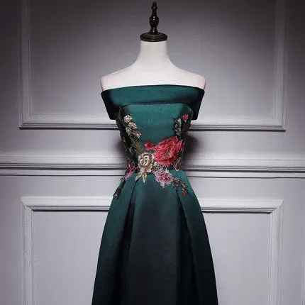 A line Dark Green Long Prom Dresses SH174