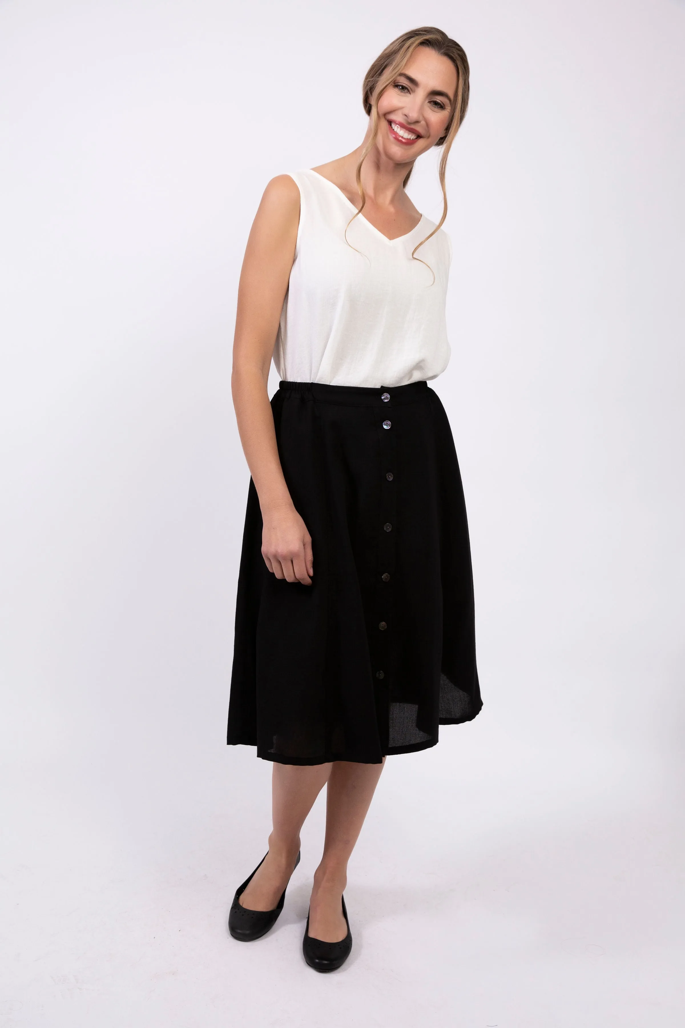 AASK14 - Phoebe Midi Linen Skirt