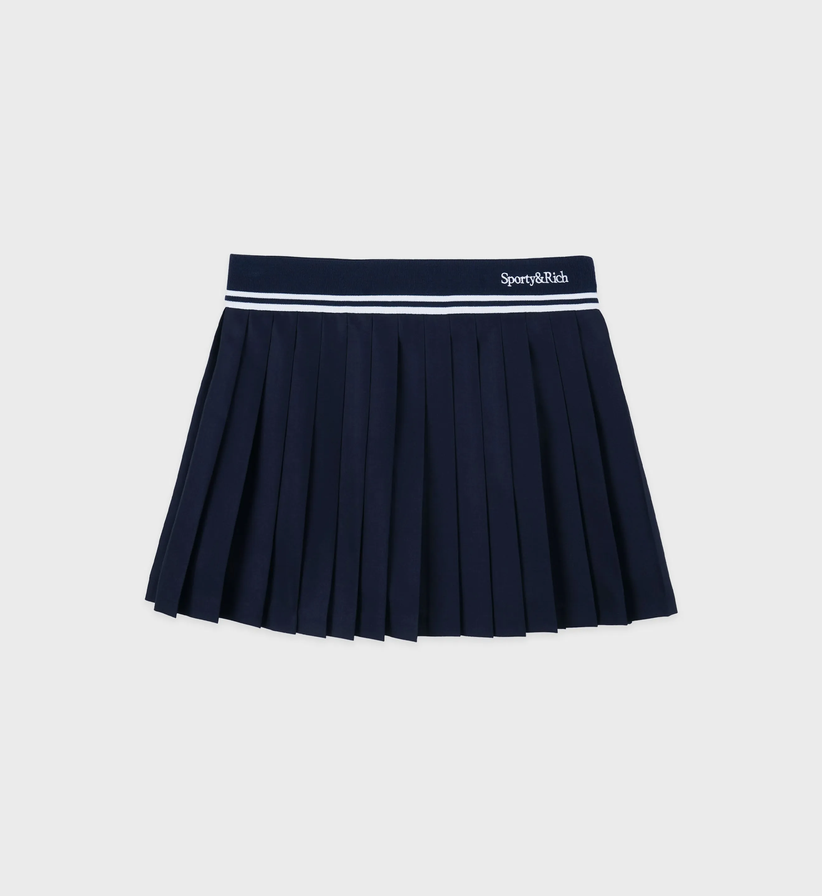 Abigail Wool Pleated Skirt - Navy/Off White