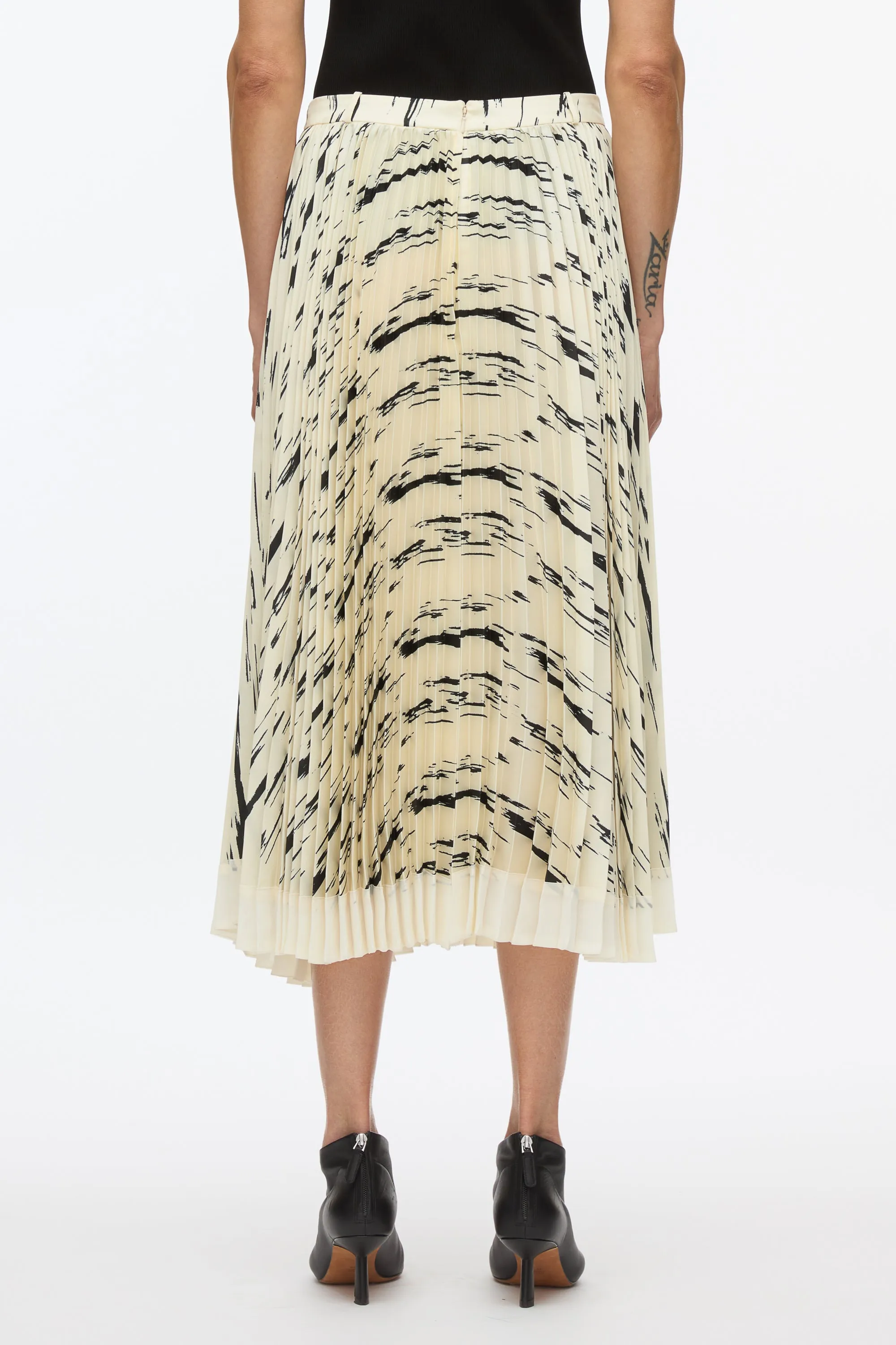 Abstract Wood Grain Pleated Skirt