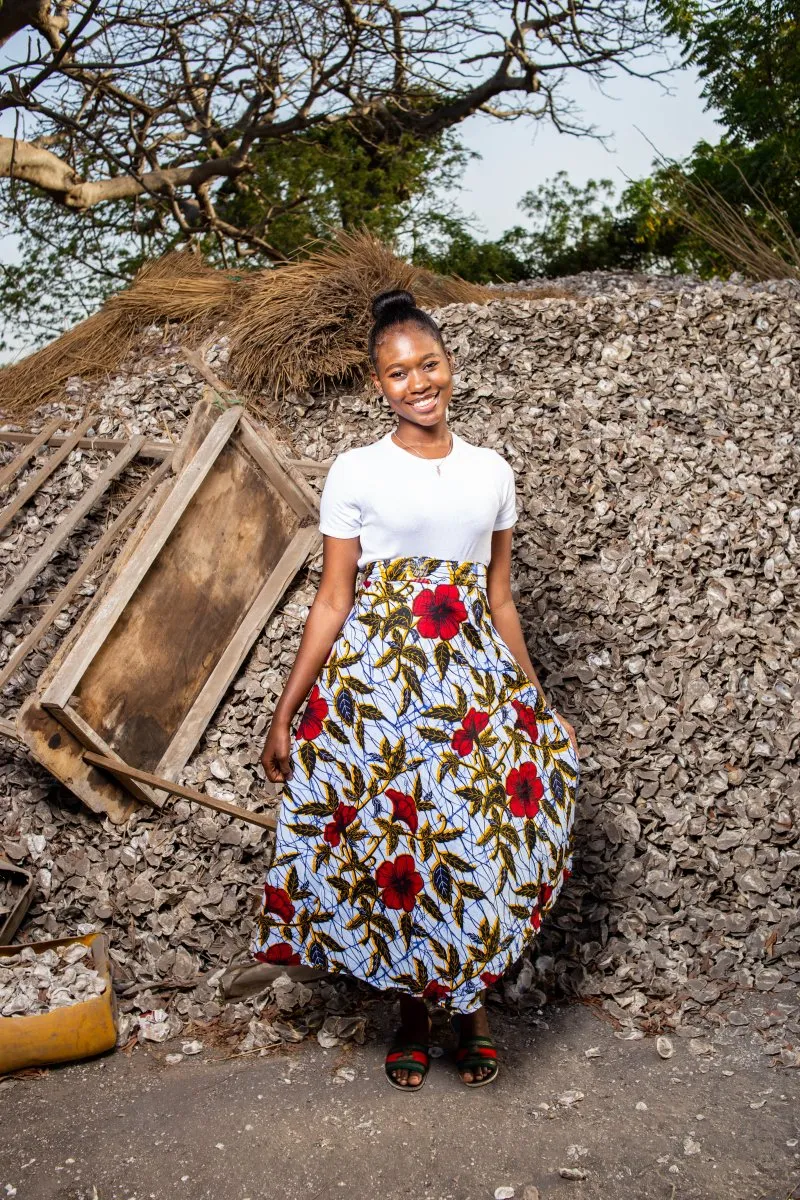 African Maxi Skirt In Red Flower