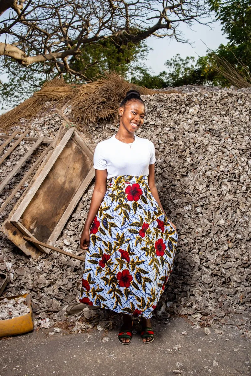 African Maxi Skirt In Red Flower