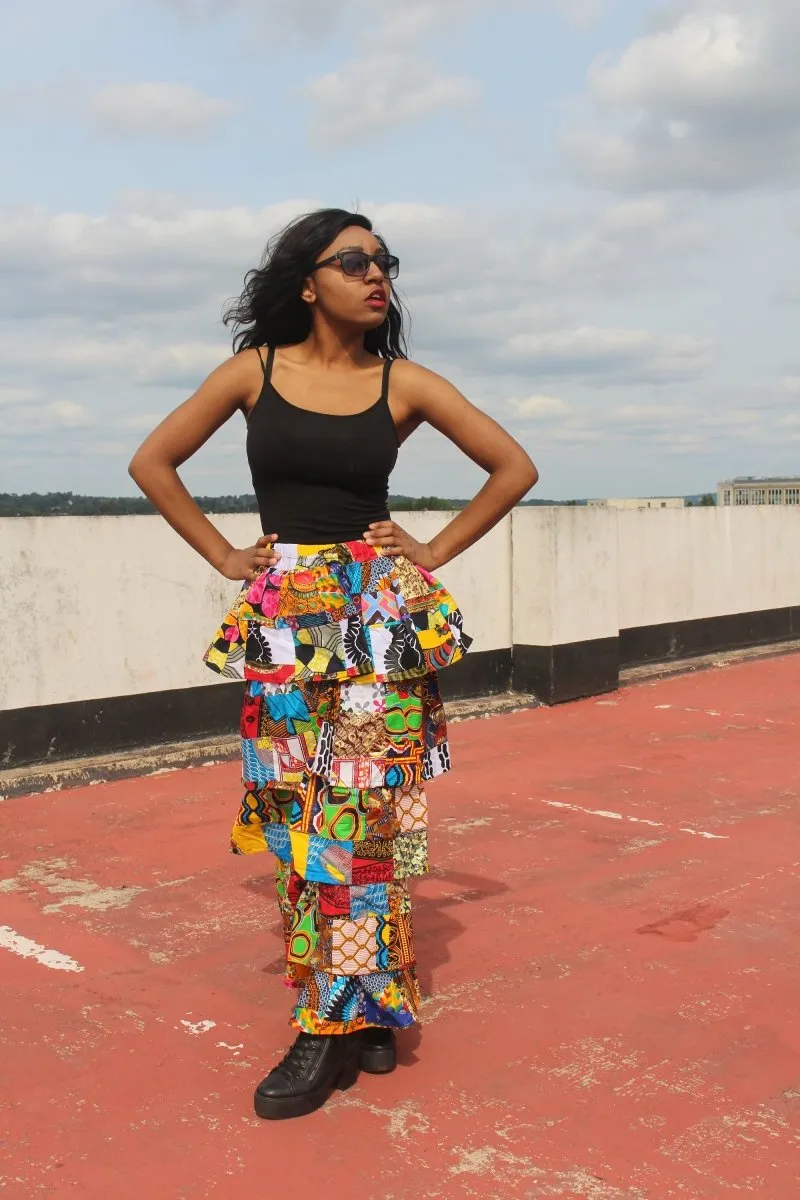 African Patchwork Skirt, Rah Rah - Festival Skirt