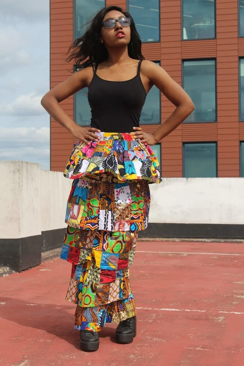 African Patchwork Skirt, Rah Rah - Festival Skirt