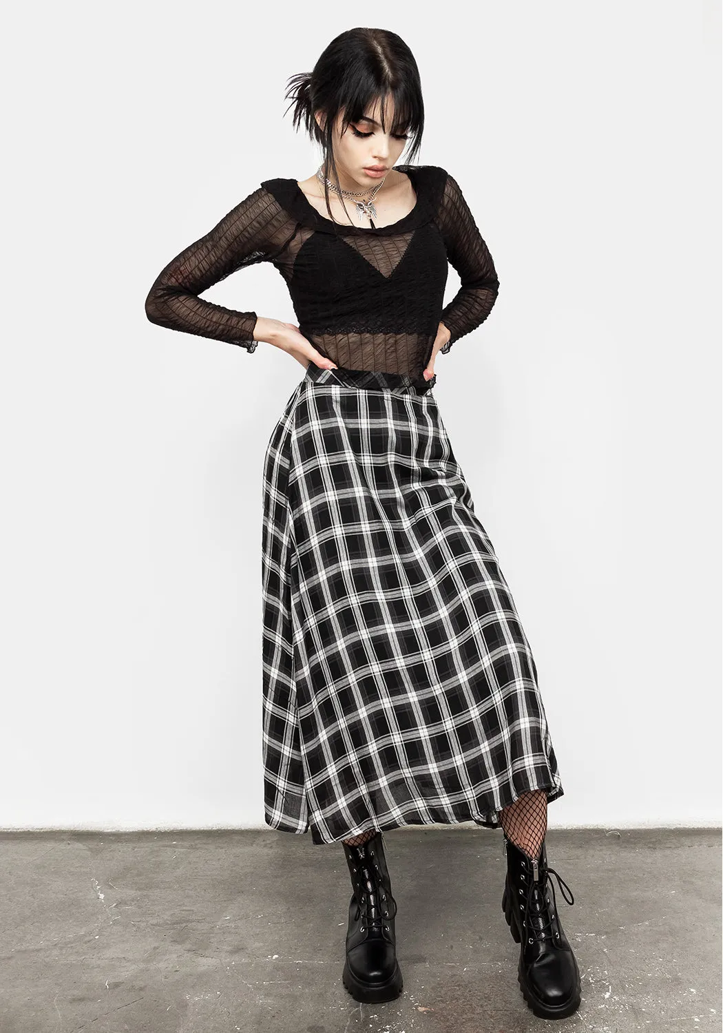 Albion Check Midi Skirt