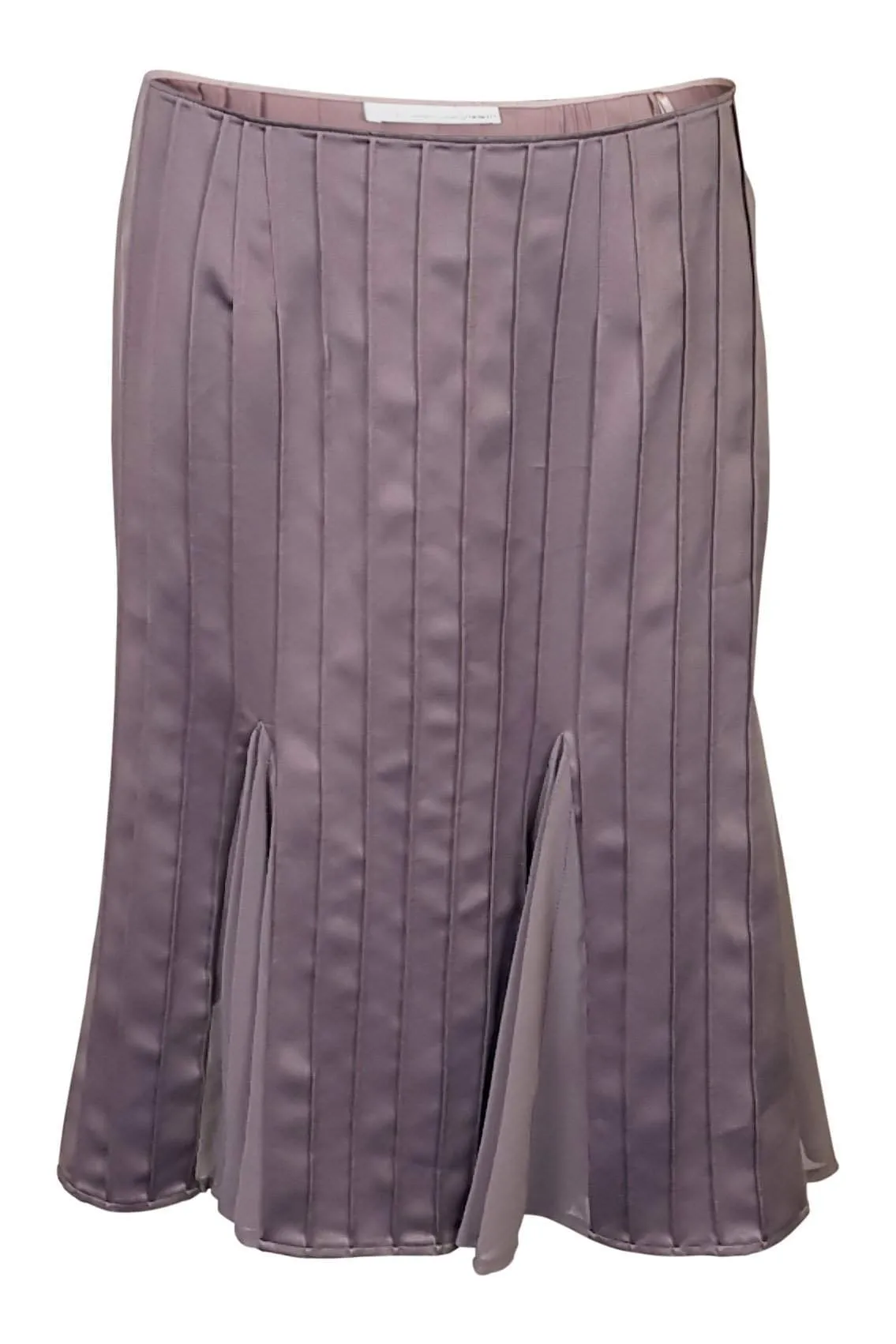 AMANDA WAKELEY Grey Pleated Satin Knee Length Skirt (M)