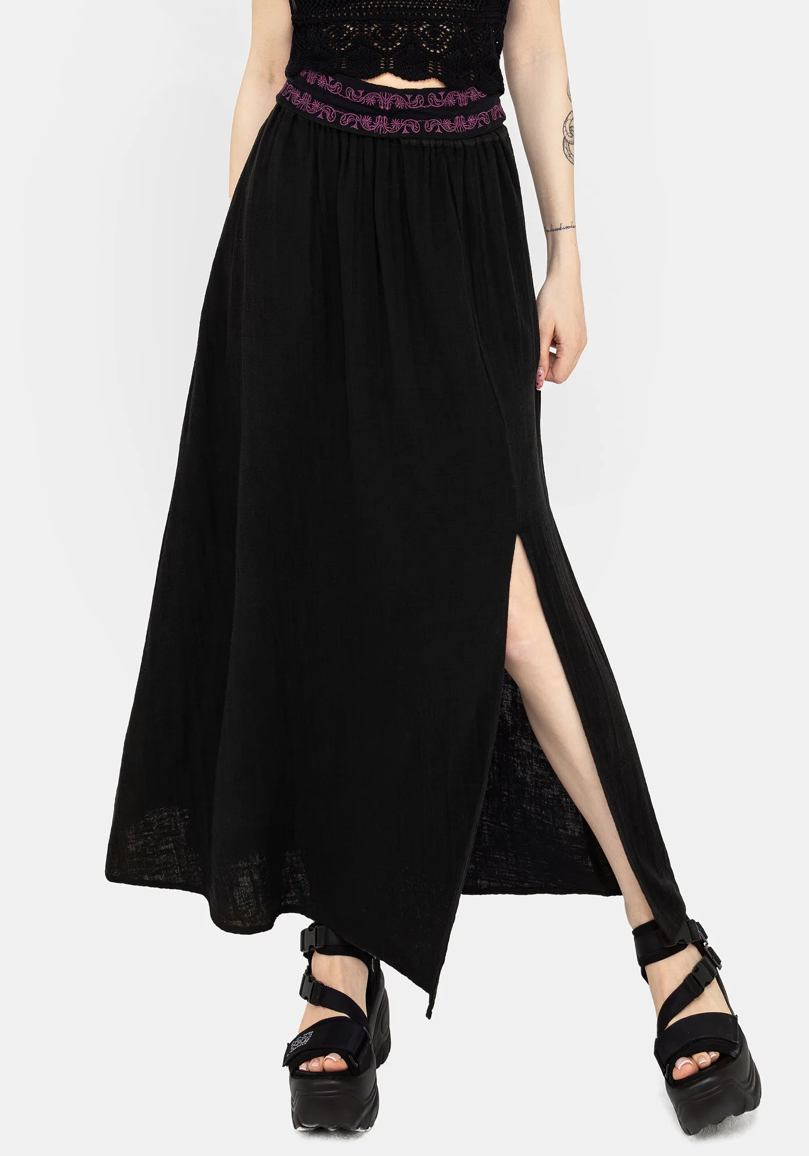 Amatorium Embroidered Cotton Maxi Skirt