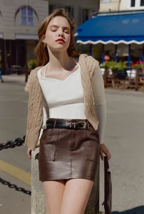 Andy Faux Leather Skirt - Brown