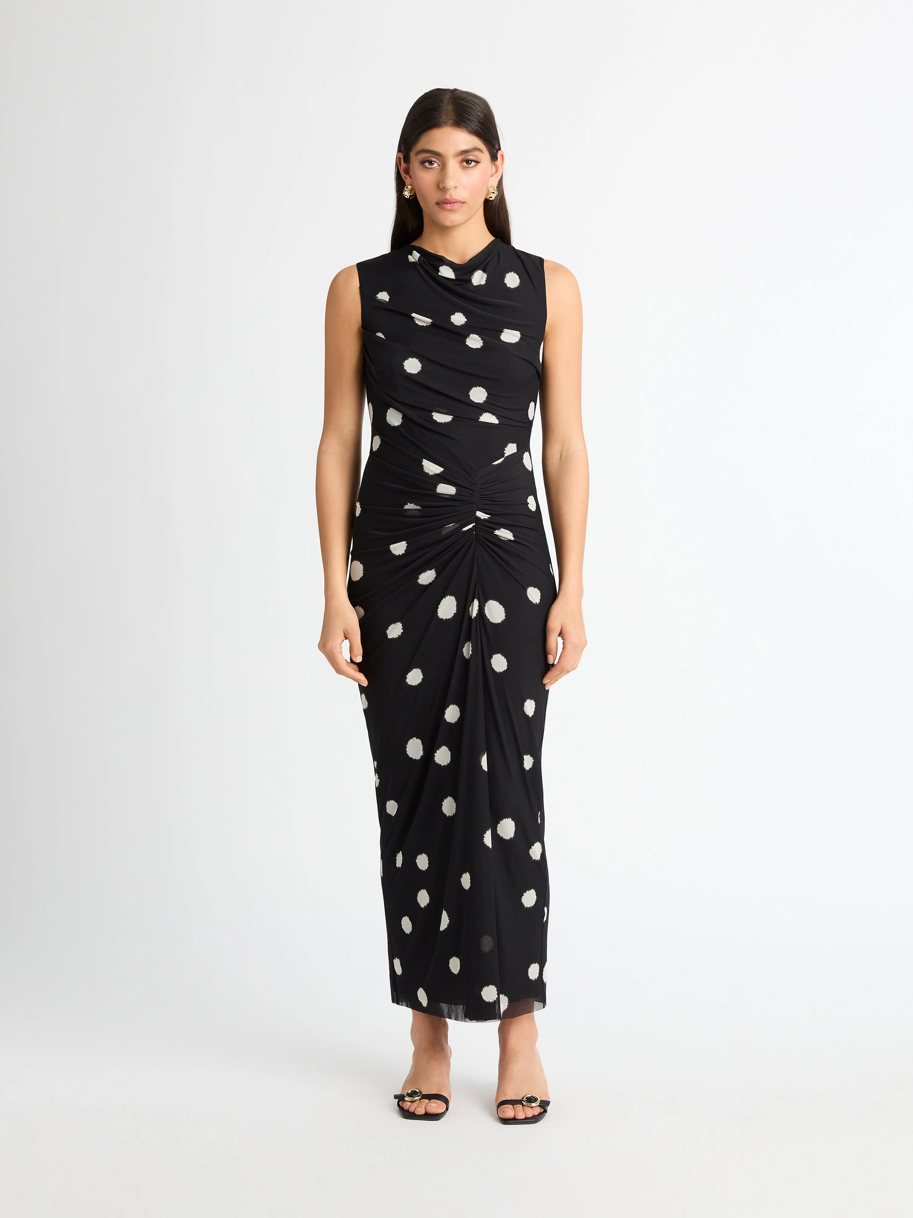 AUDREY SPOT MESH DRESS