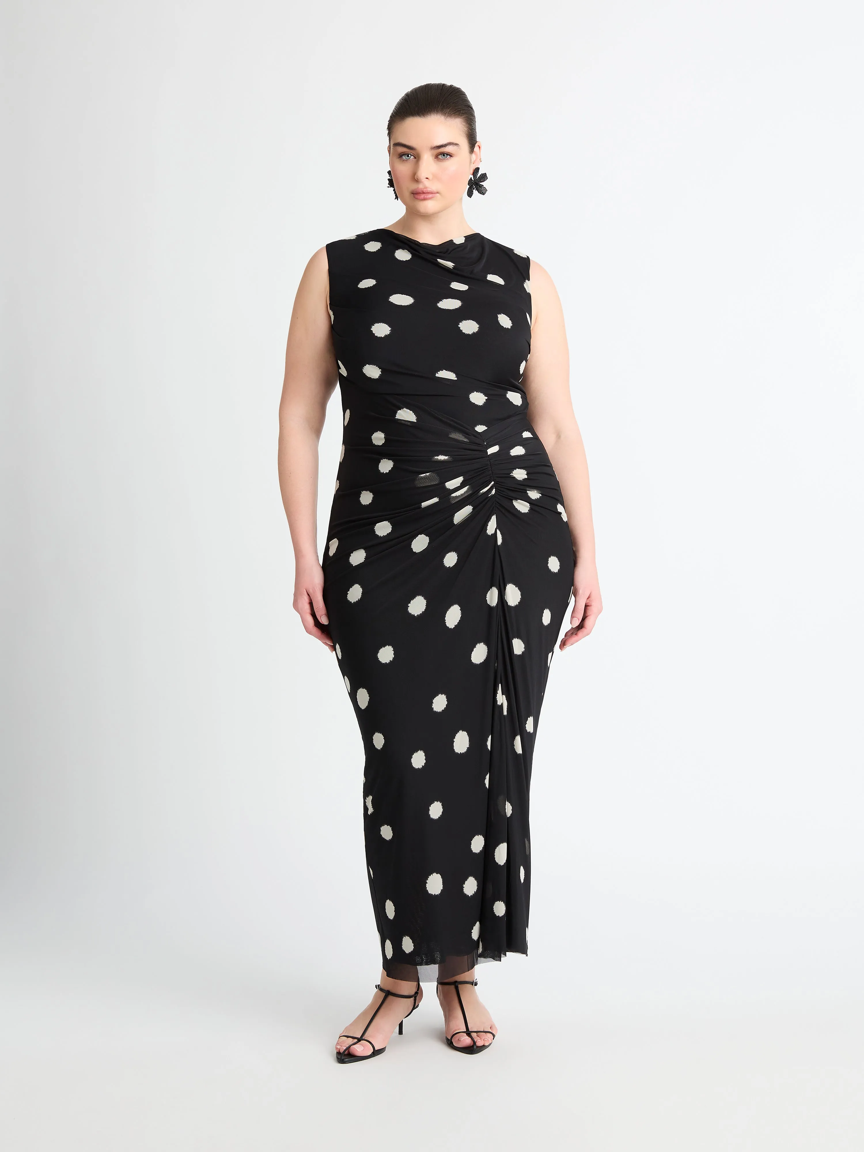 AUDREY SPOT MESH DRESS