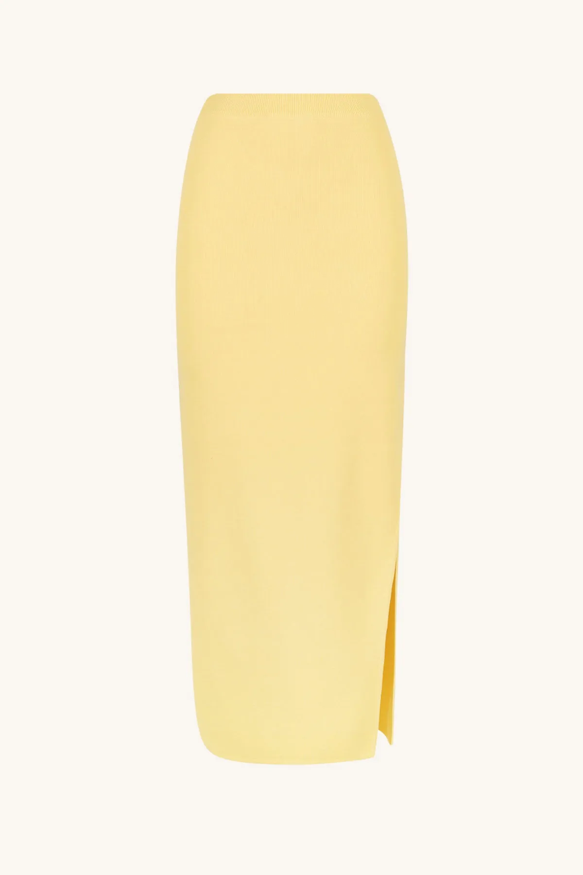 BASIC MIDI SKIRT WITH SPLIT - LEMON