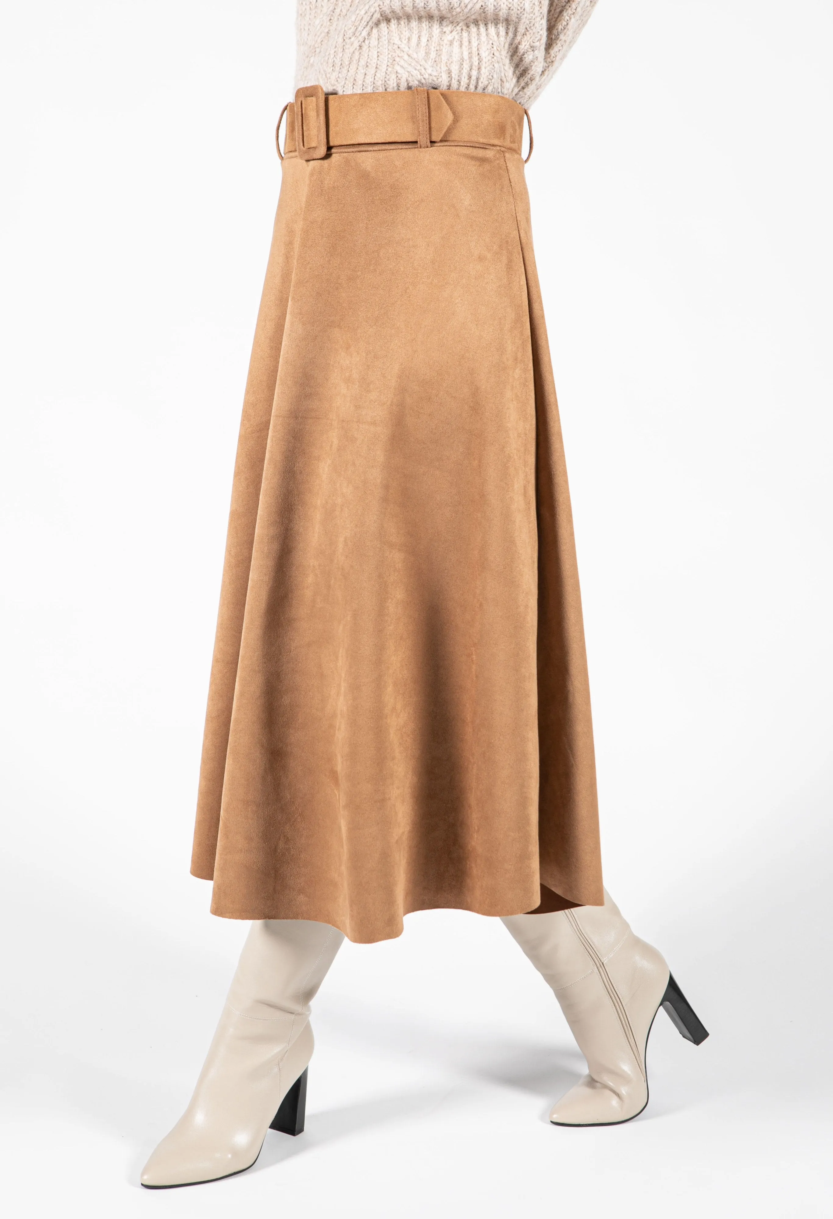 Belted Suedette Skirt