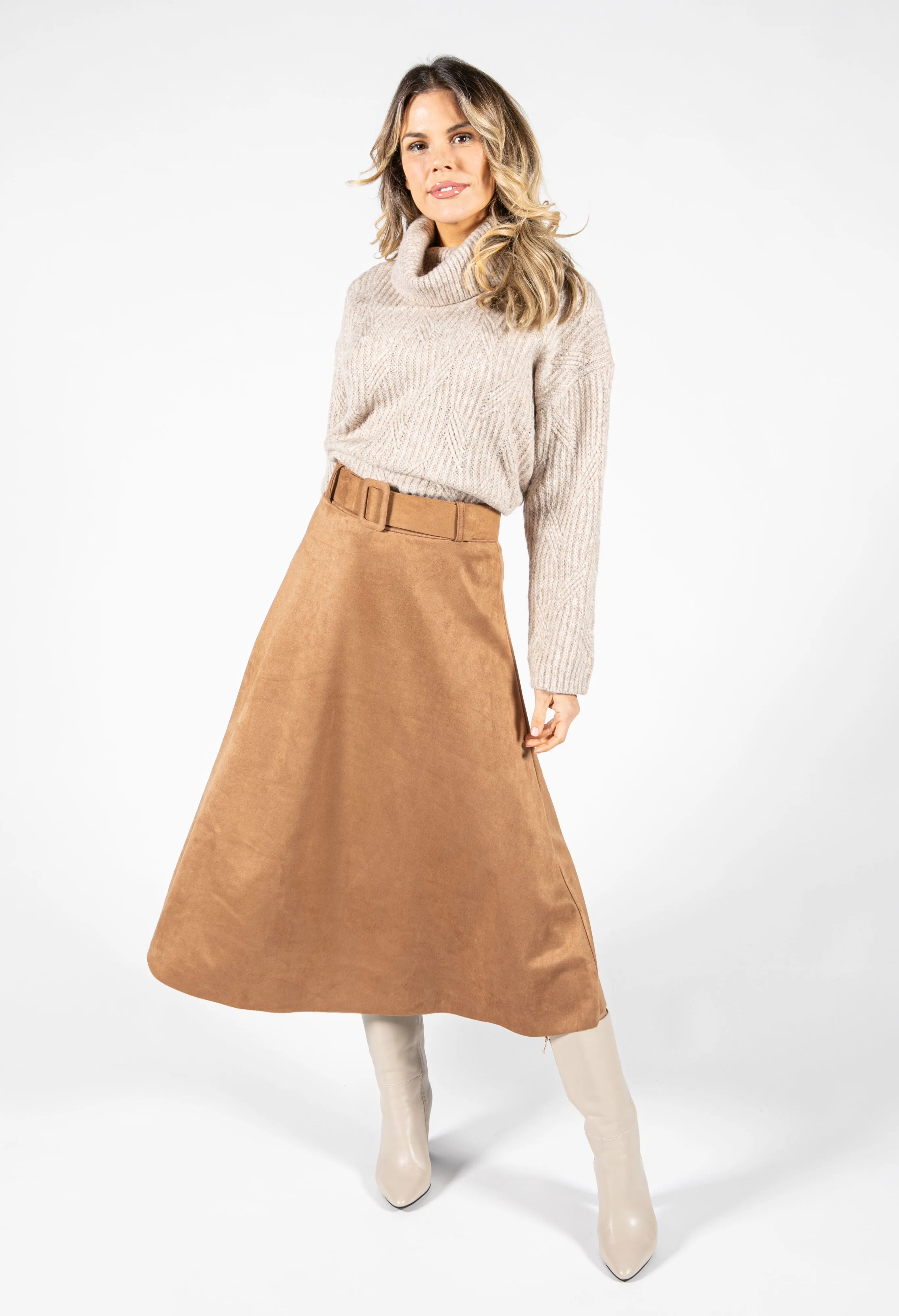 Belted Suedette Skirt