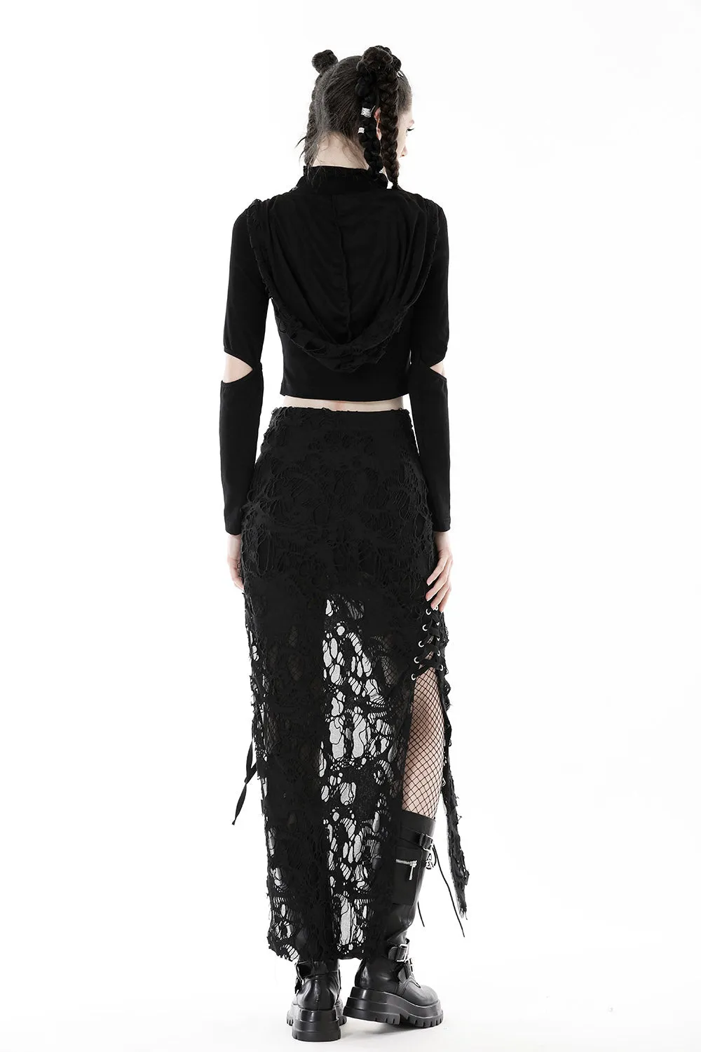 Black Apocalypse Maxi Slit Skirt