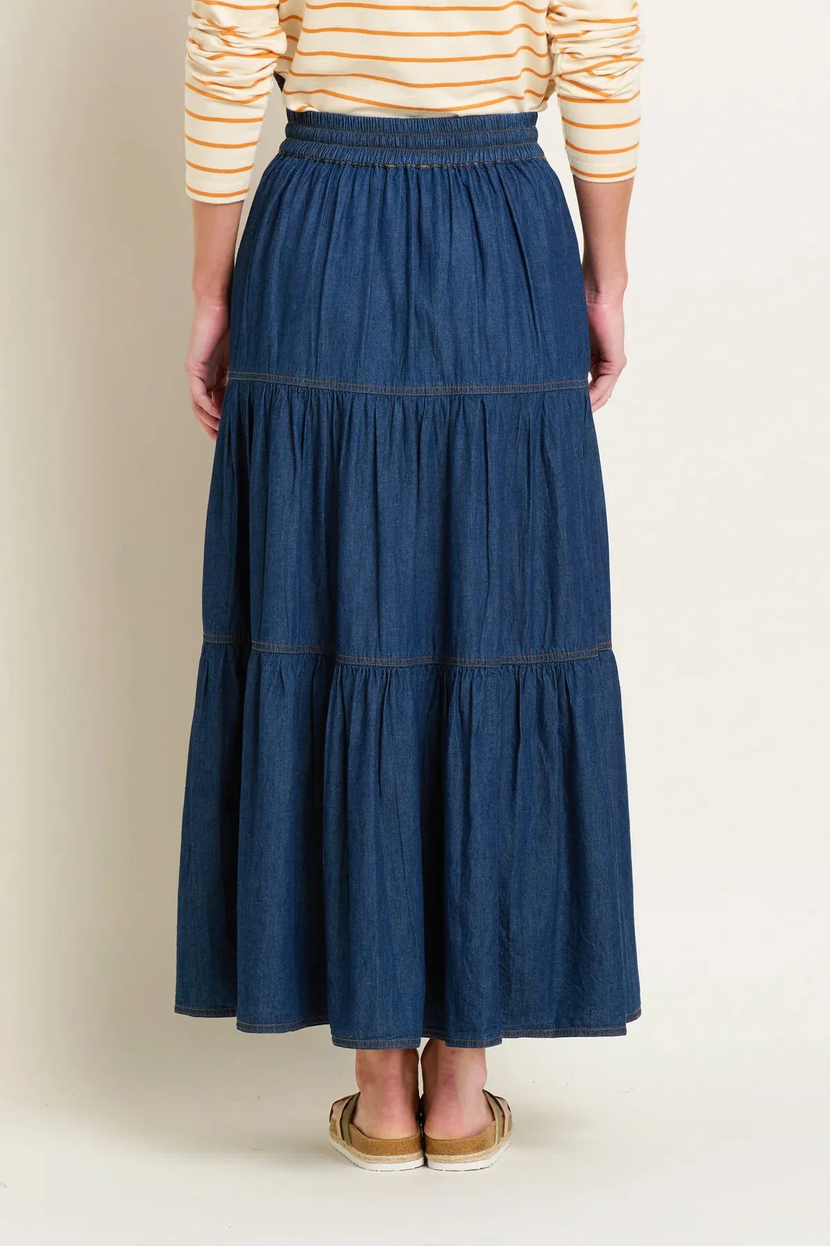 Brakeburn Denim Maxi Skirt Blue