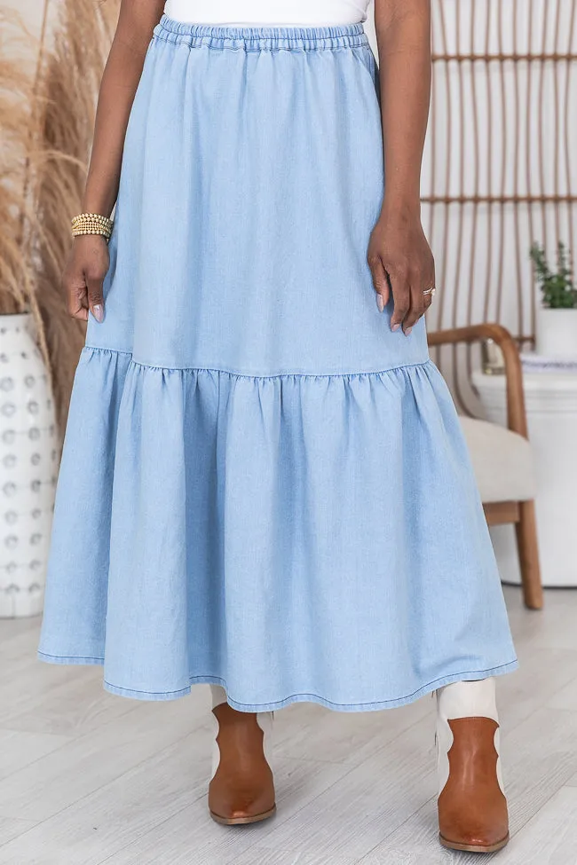 By Your Side Denim Midi Skirt