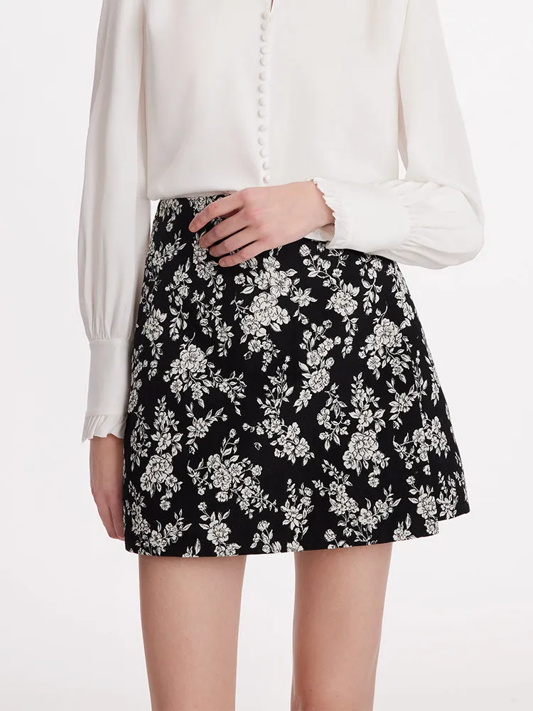 Camellia Jacquard A-Line Women Mini Skirt