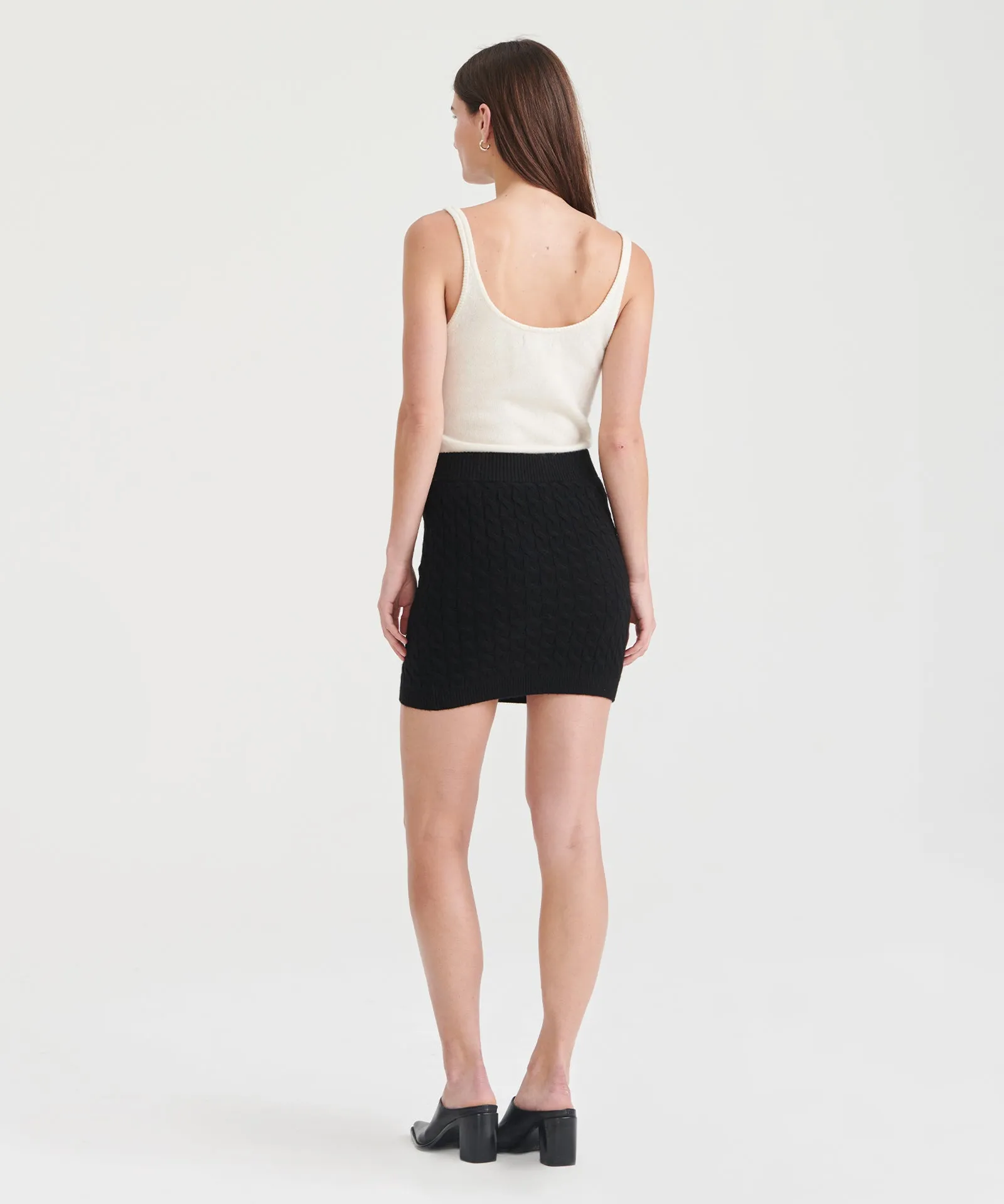 Cashmere Cable Knit Mini Skirt