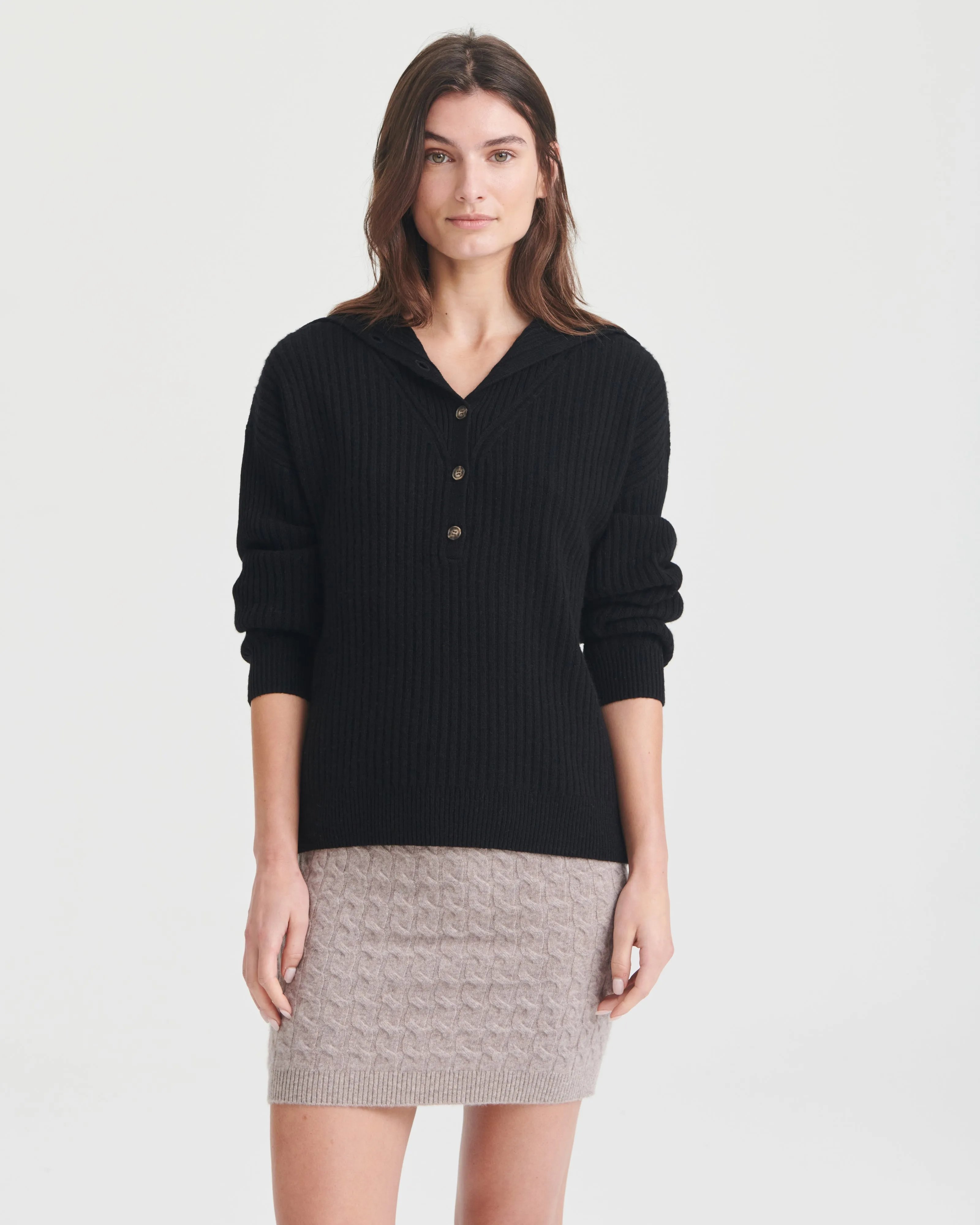 Cashmere Cable Knit Mini Skirt