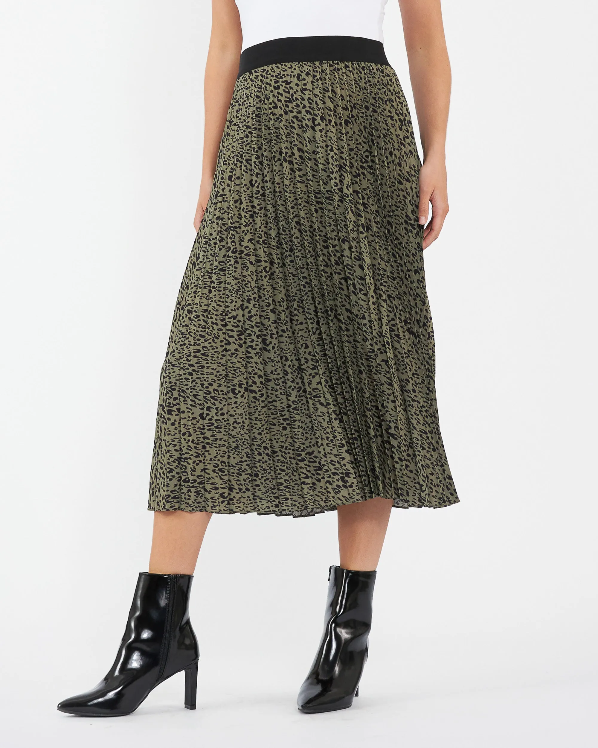 Cleo Pleat Maternity Midi Skirt