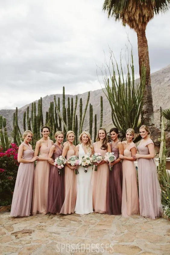 Convertiable Cheap Long Tulle Bridesmaid Dresses Online, WG206