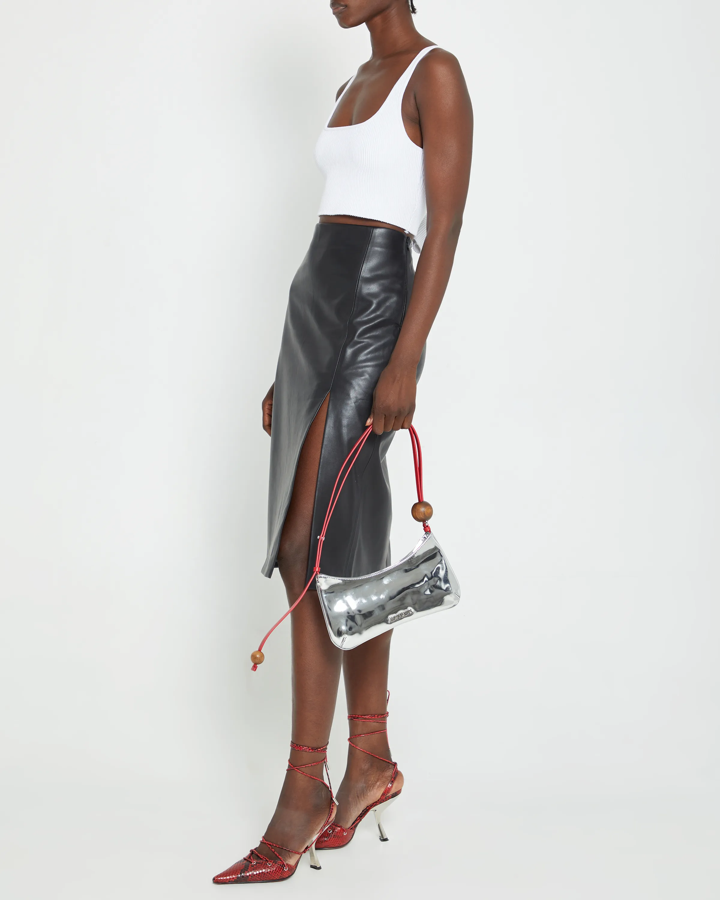 Corey Vegan Leather Midi Skirt