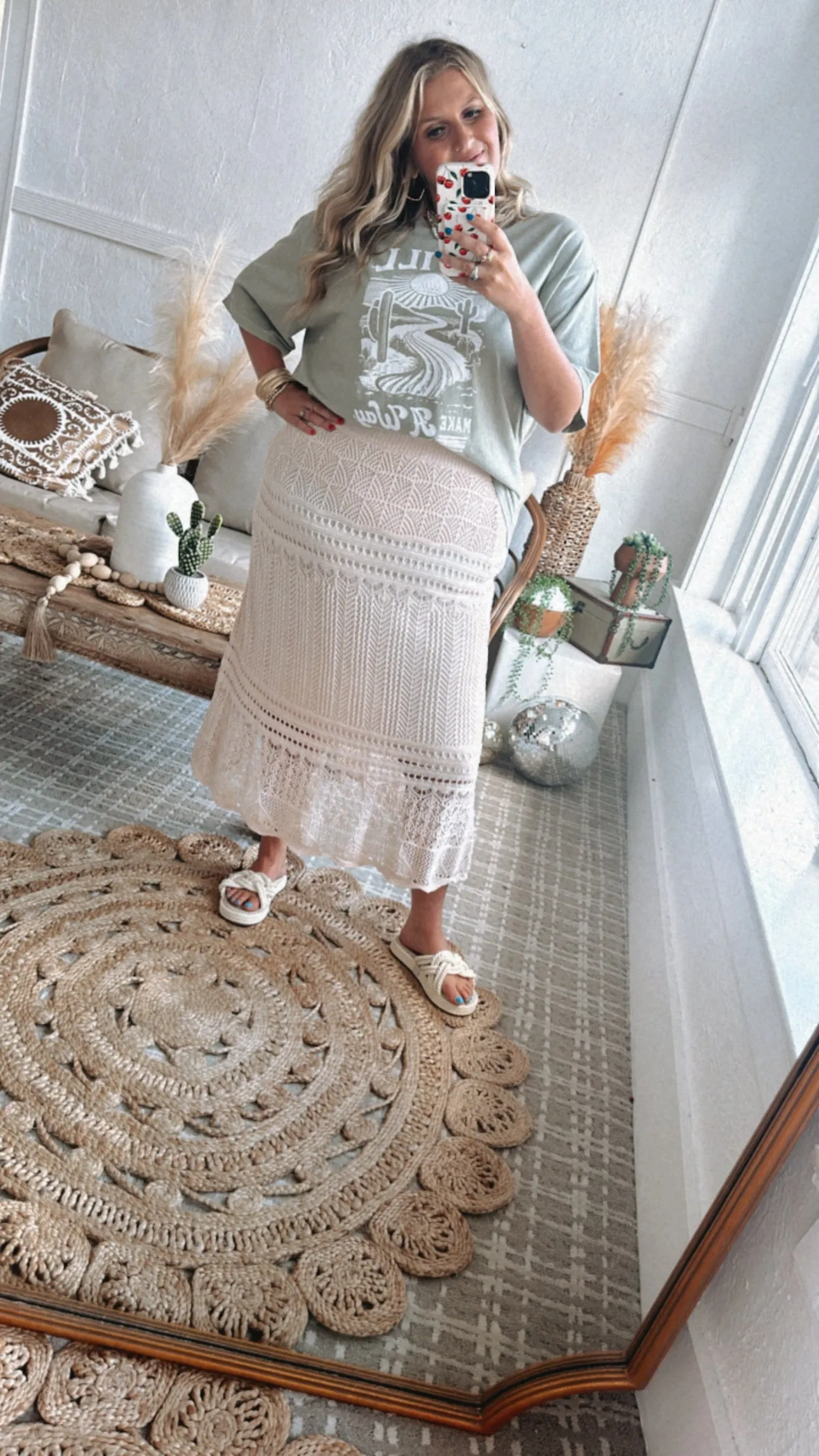 Crochet Midi Skirt, Taupe