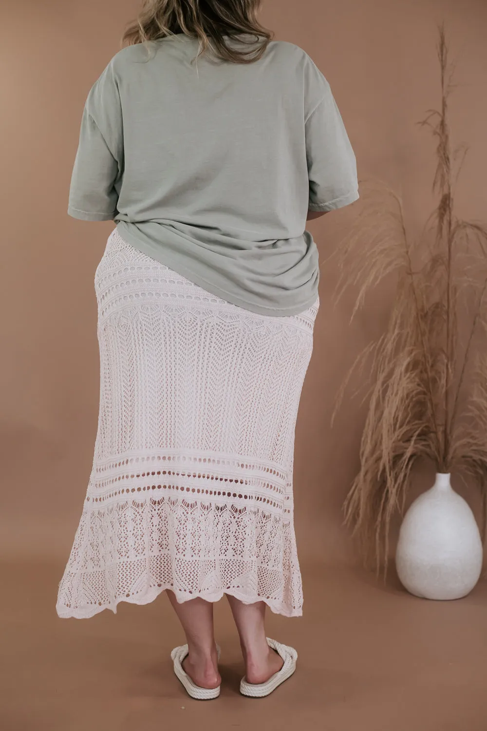 Crochet Midi Skirt, Taupe