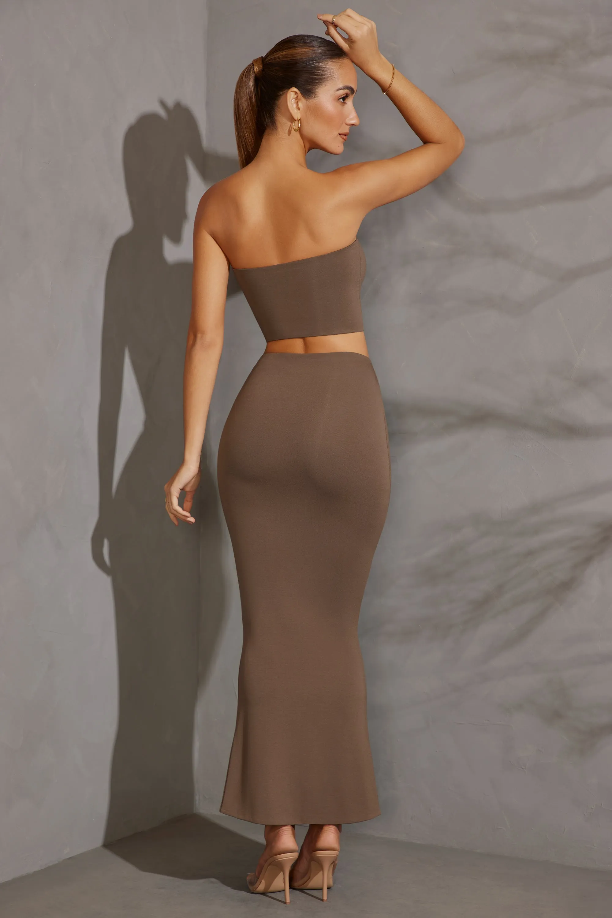 Cut Out Maxi Skirt in Taupe