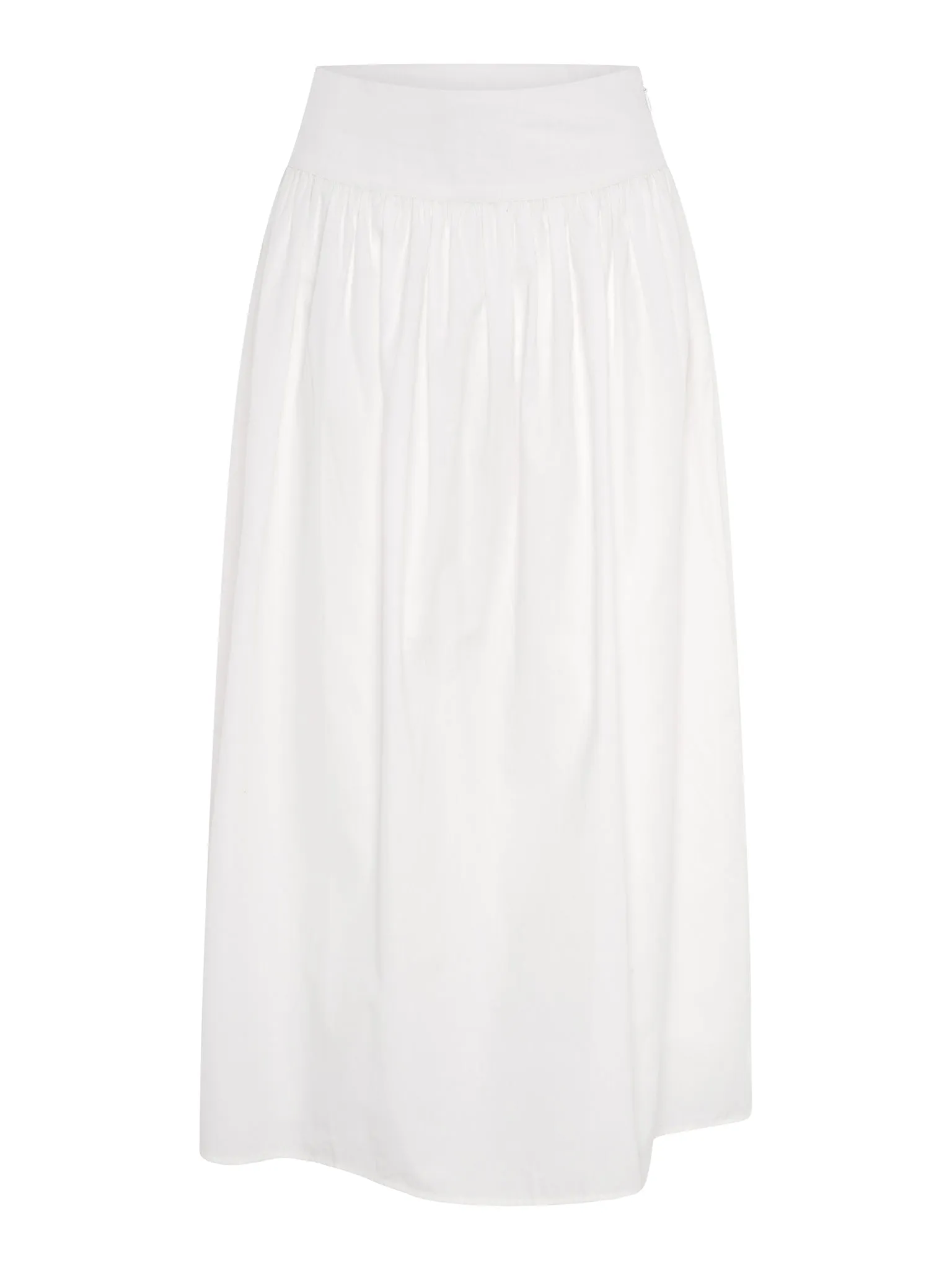 Darcie Drop Waist Full Midi Skirt in White