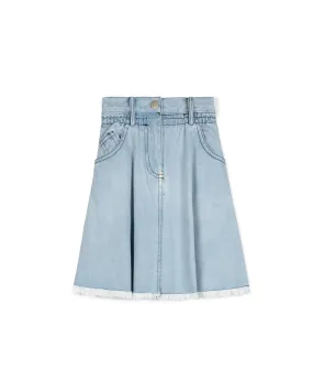 Denim Frayed Hem Circle Skirt