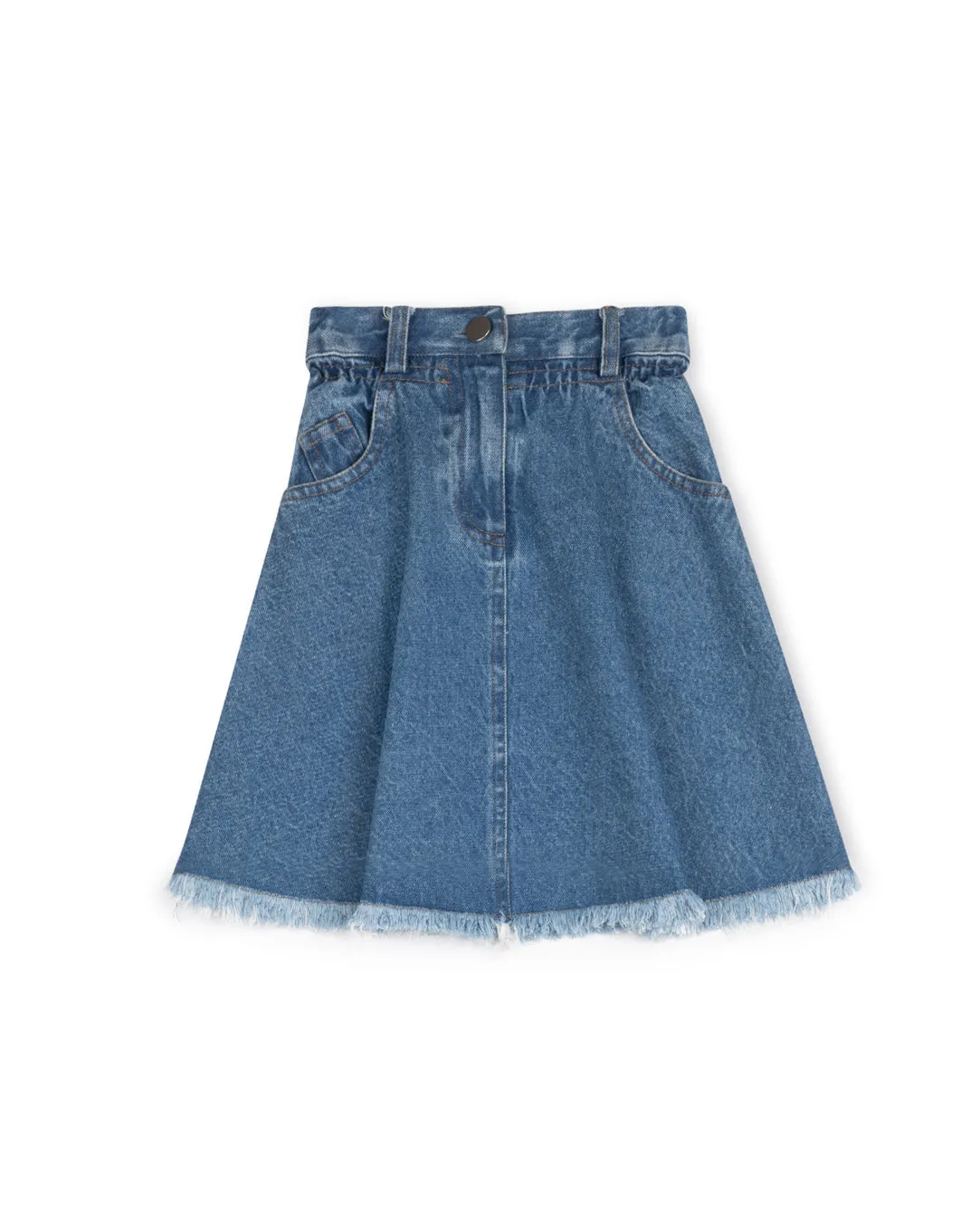 Denim Frayed Hem Circle Skirt