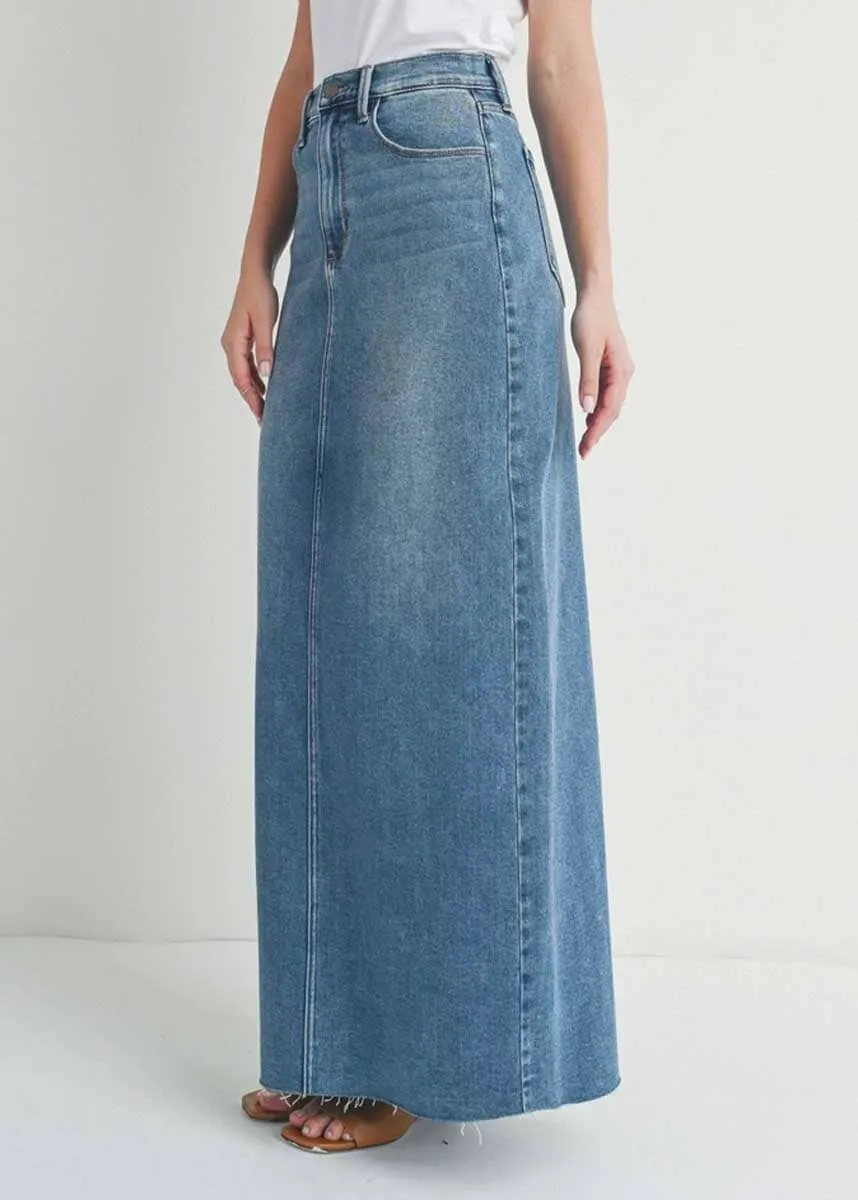 Denim Maxi Skirt - Medium Denim