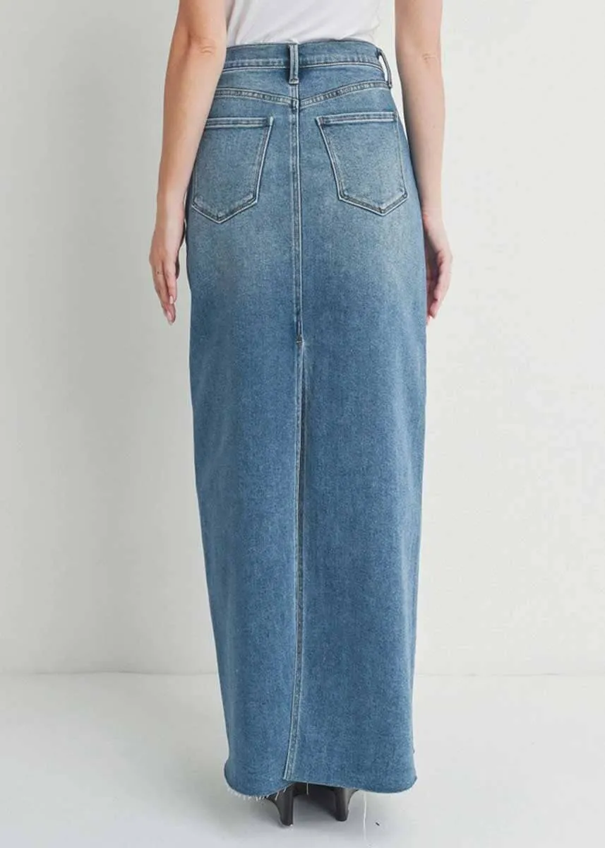 Denim Maxi Skirt - Medium Denim