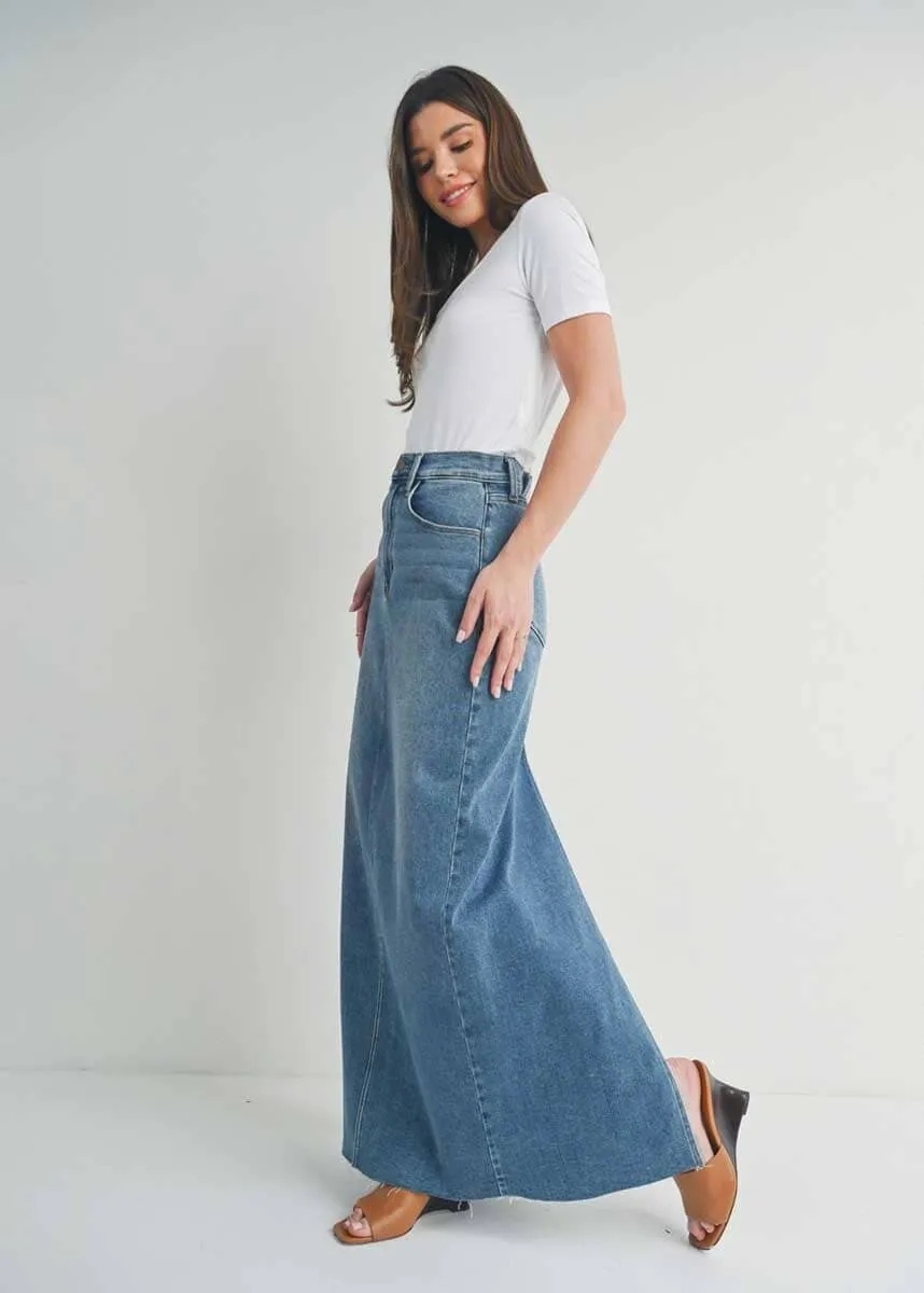 Denim Maxi Skirt - Medium Denim