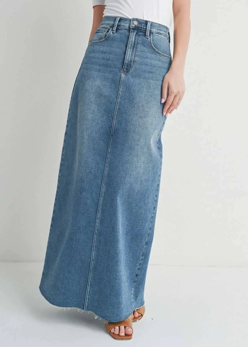 Denim Maxi Skirt - Medium Denim