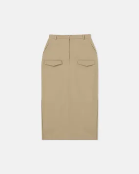 Edena - Cavalry -Twill Midi Skirt - Pebble