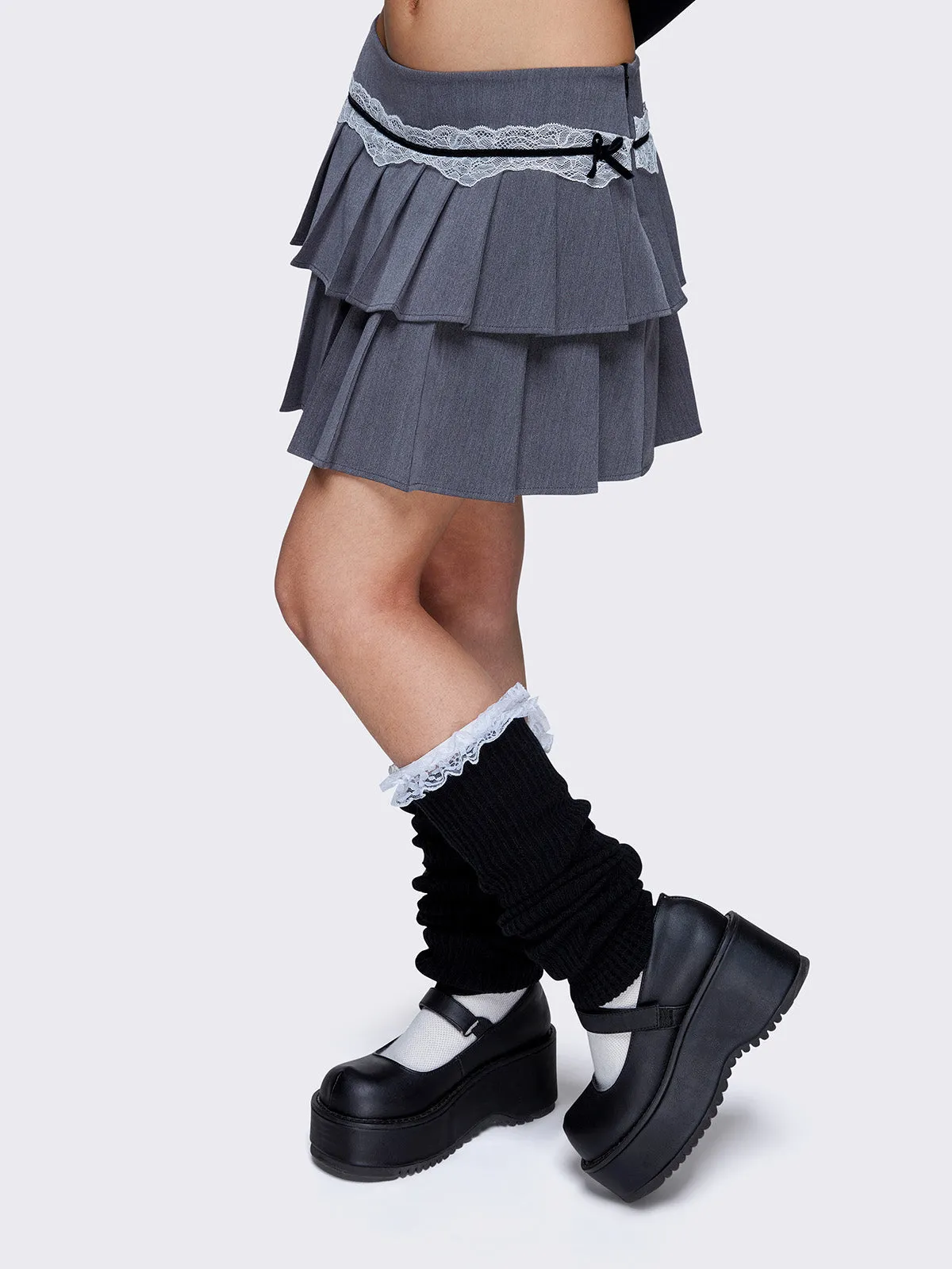 Elodie Grey Pleated Mini Skirt