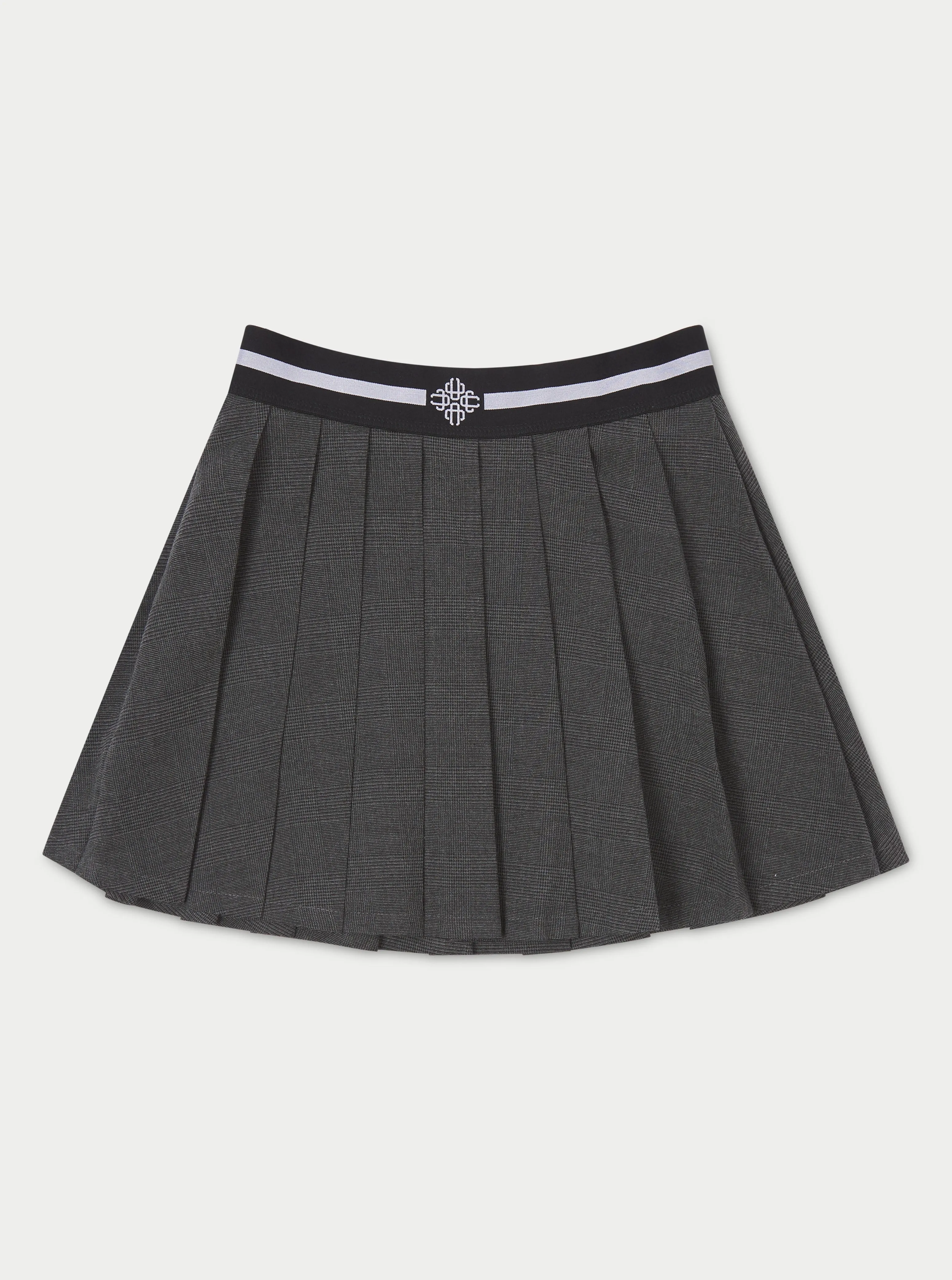 EMBLEM WAISTBAND TENNIS MINI SKIRT - CHARCOAL