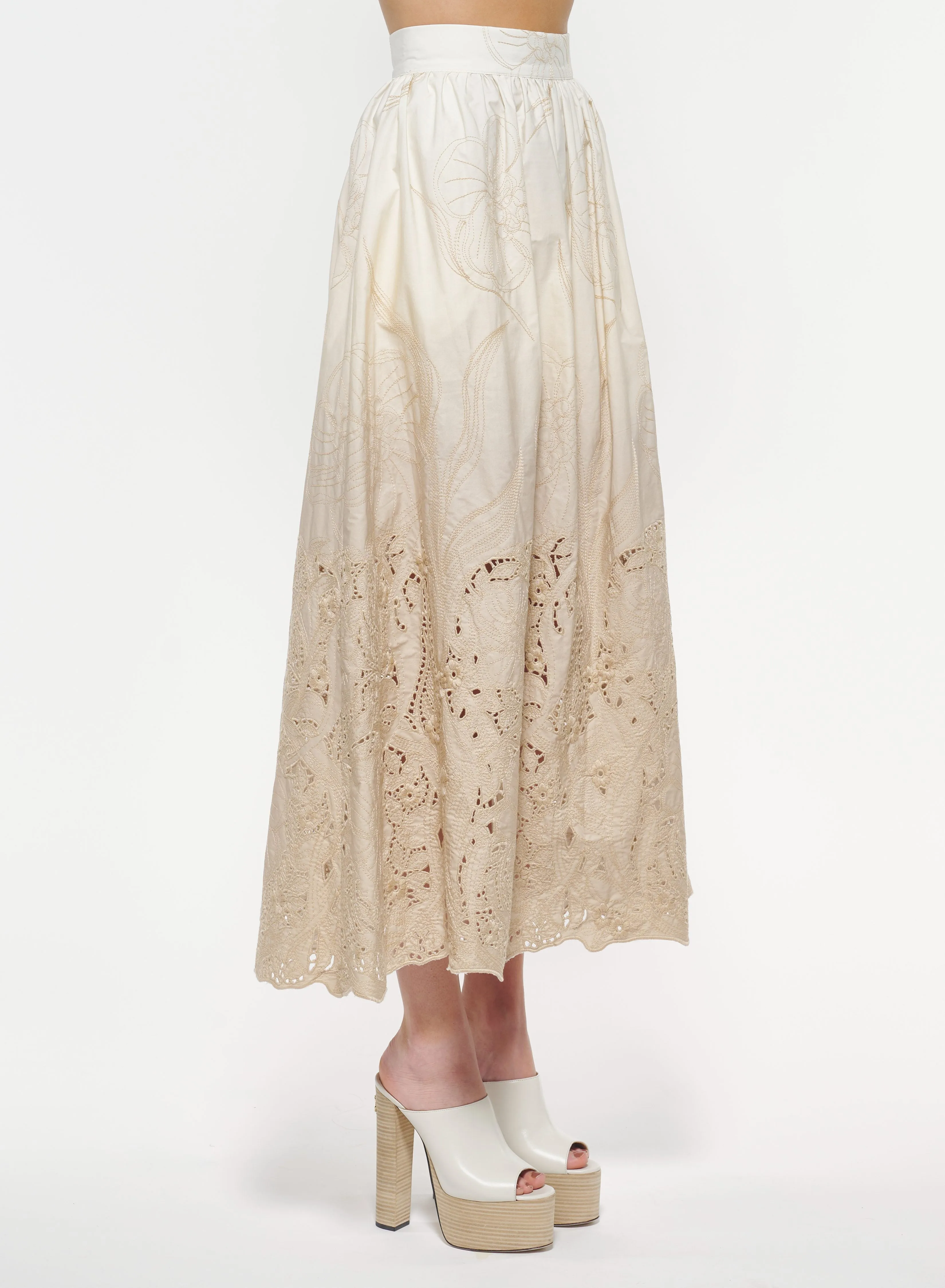 Embroidered Poplin Skirt