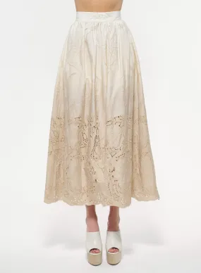 Embroidered Poplin Skirt