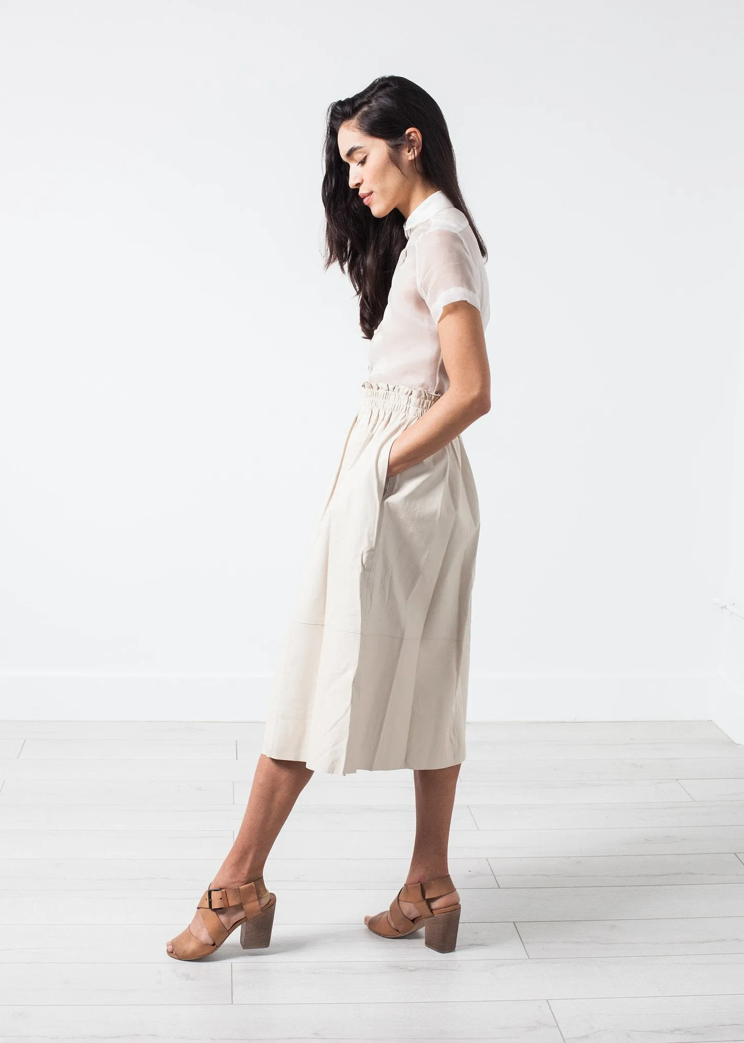 Eulera Leather Skirt in Cream