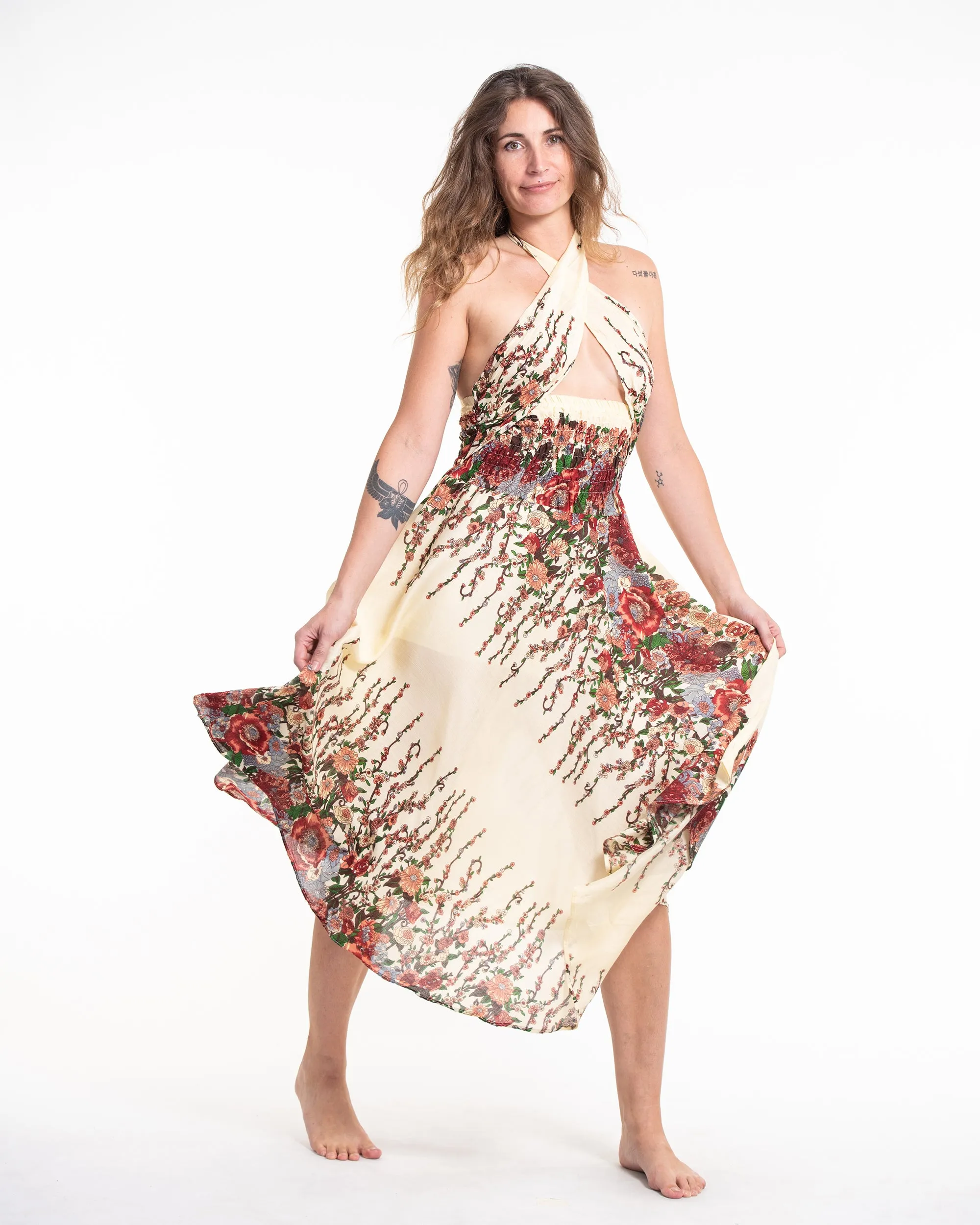 Floral Handkerchief Midi Skirt in Cream