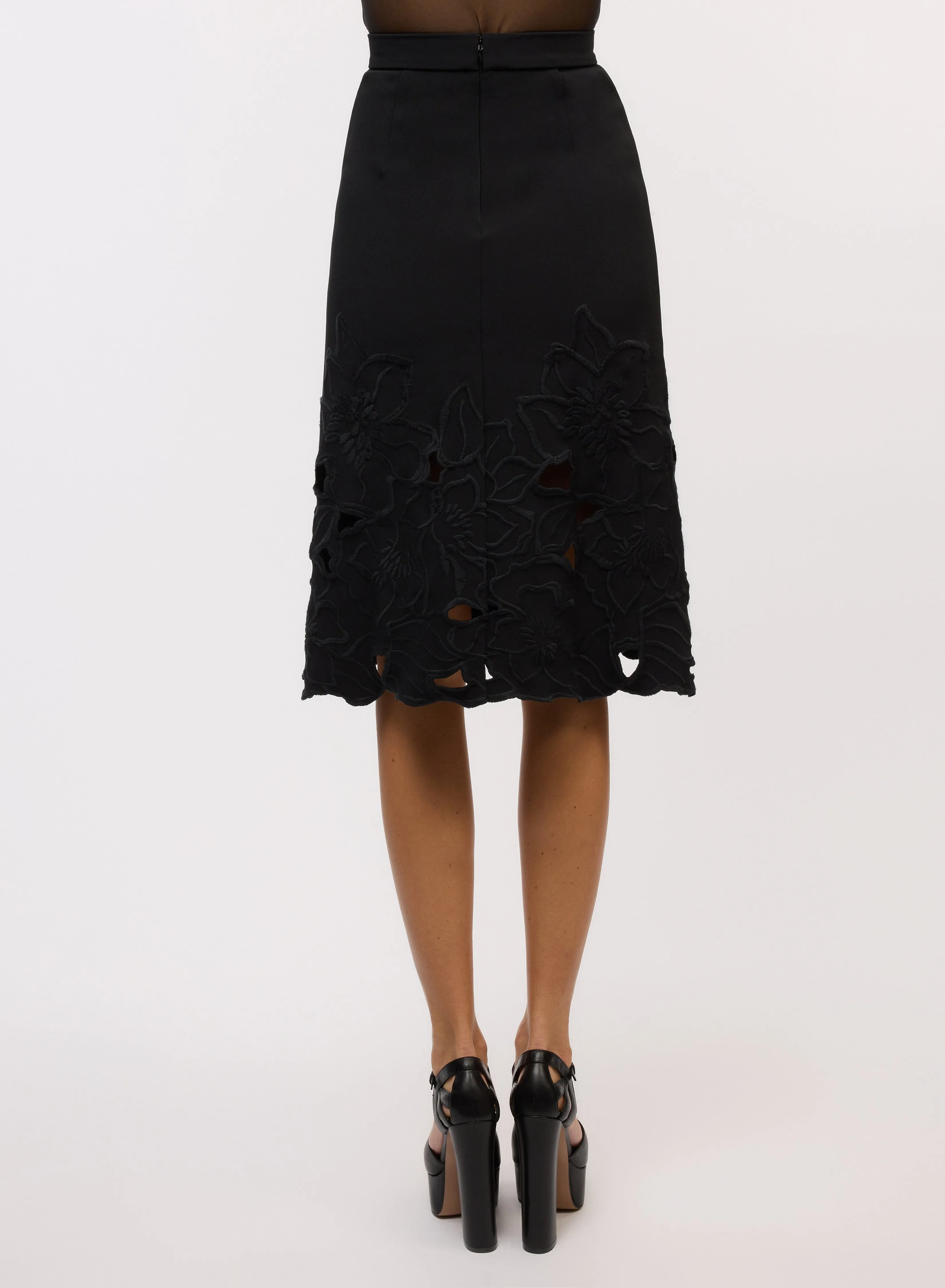 Flower Cut-Out Midi Skirt