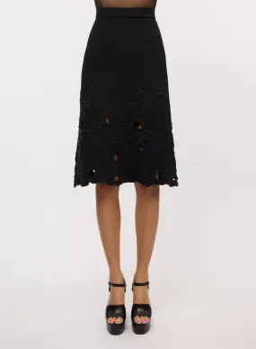 Flower Cut-Out Midi Skirt